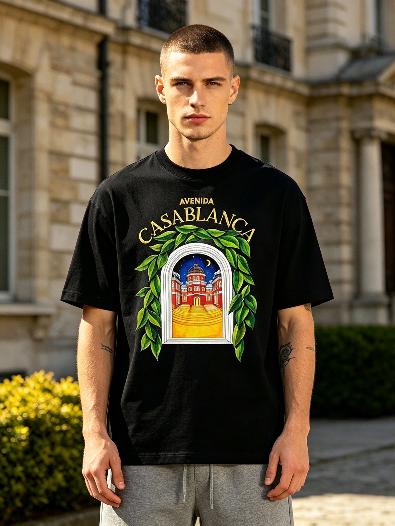 Black Printed Round Neck Regular T-Shirt