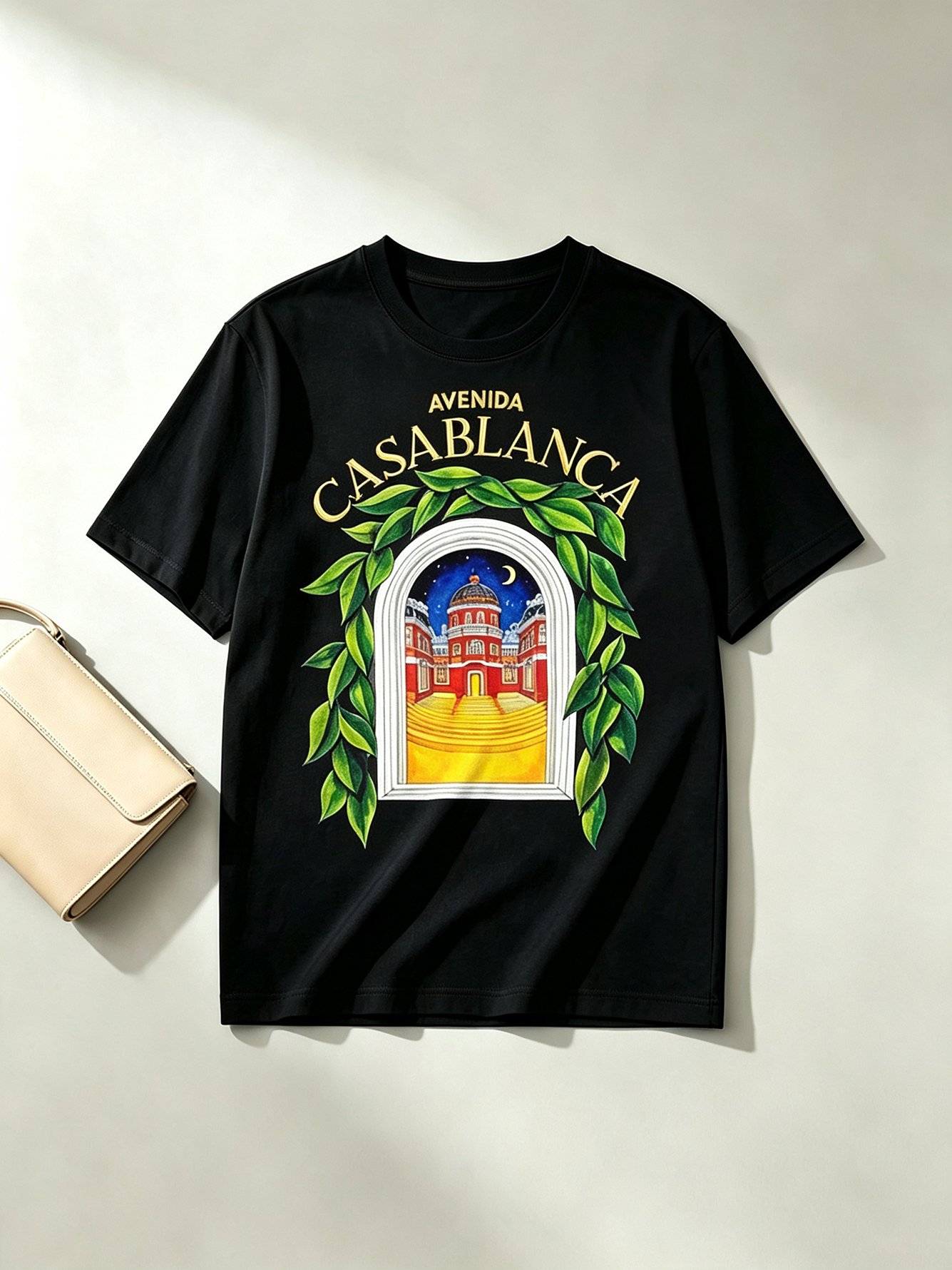 Black Printed Round Neck Regular T-Shirt