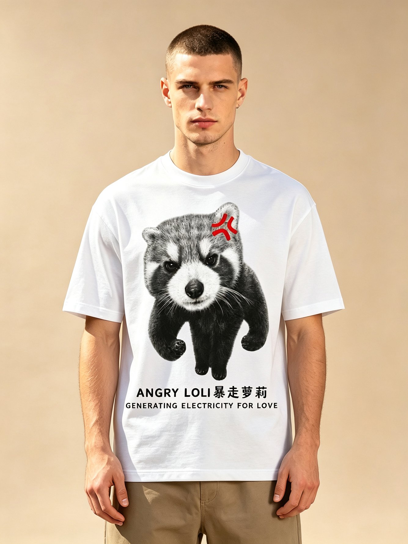 White Printed Round Neck Regular T-Shirt