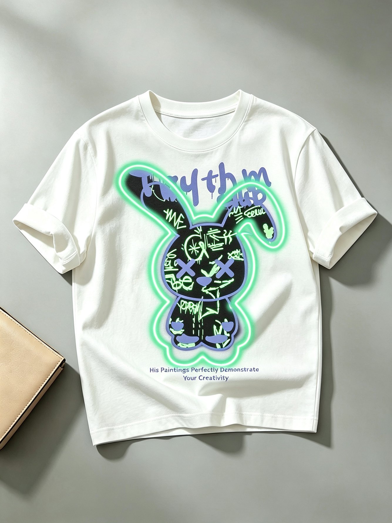White Printed Round Neck Regular T-Shirt