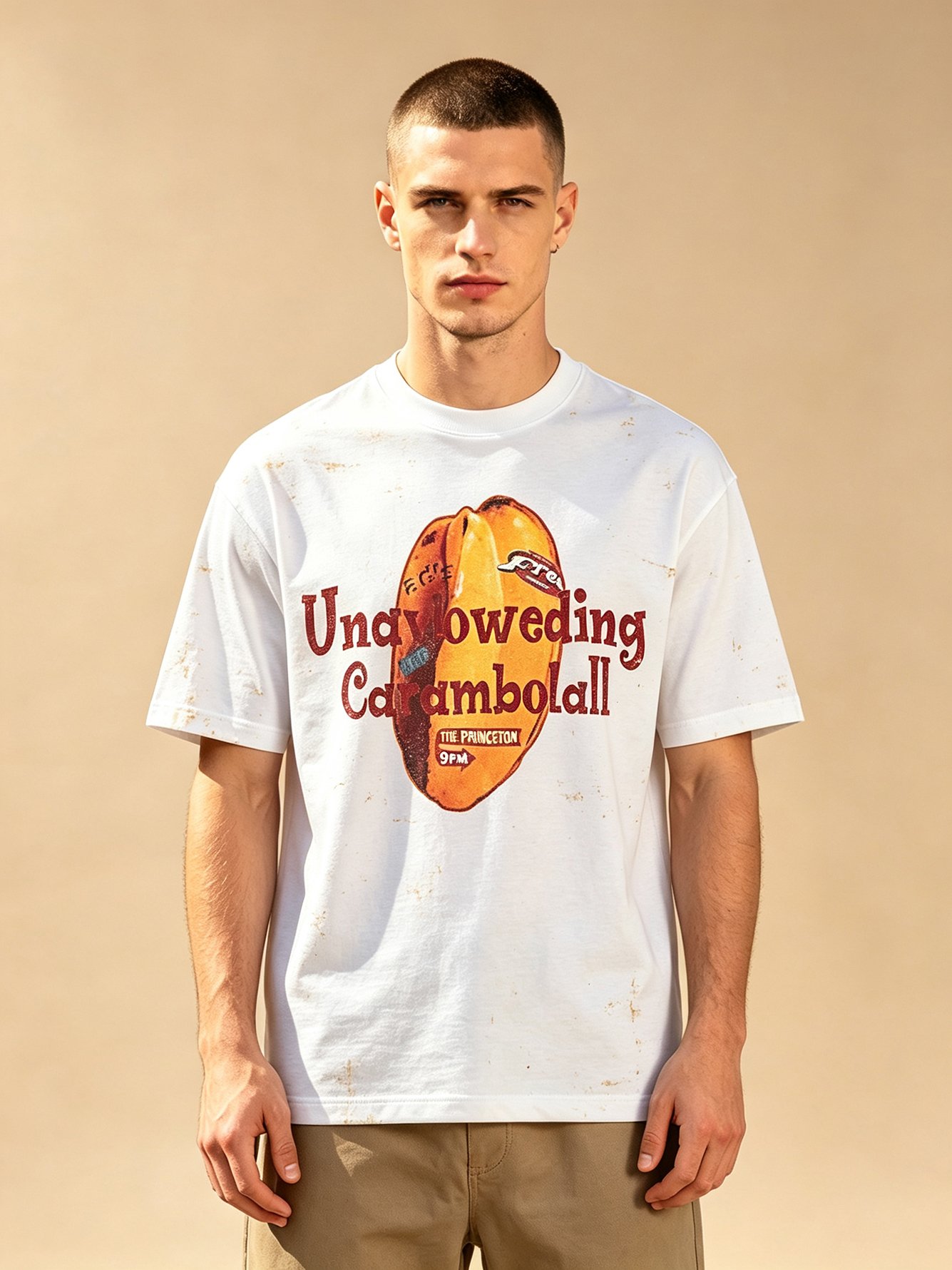 White Printed Round Neck Regular T-Shirt