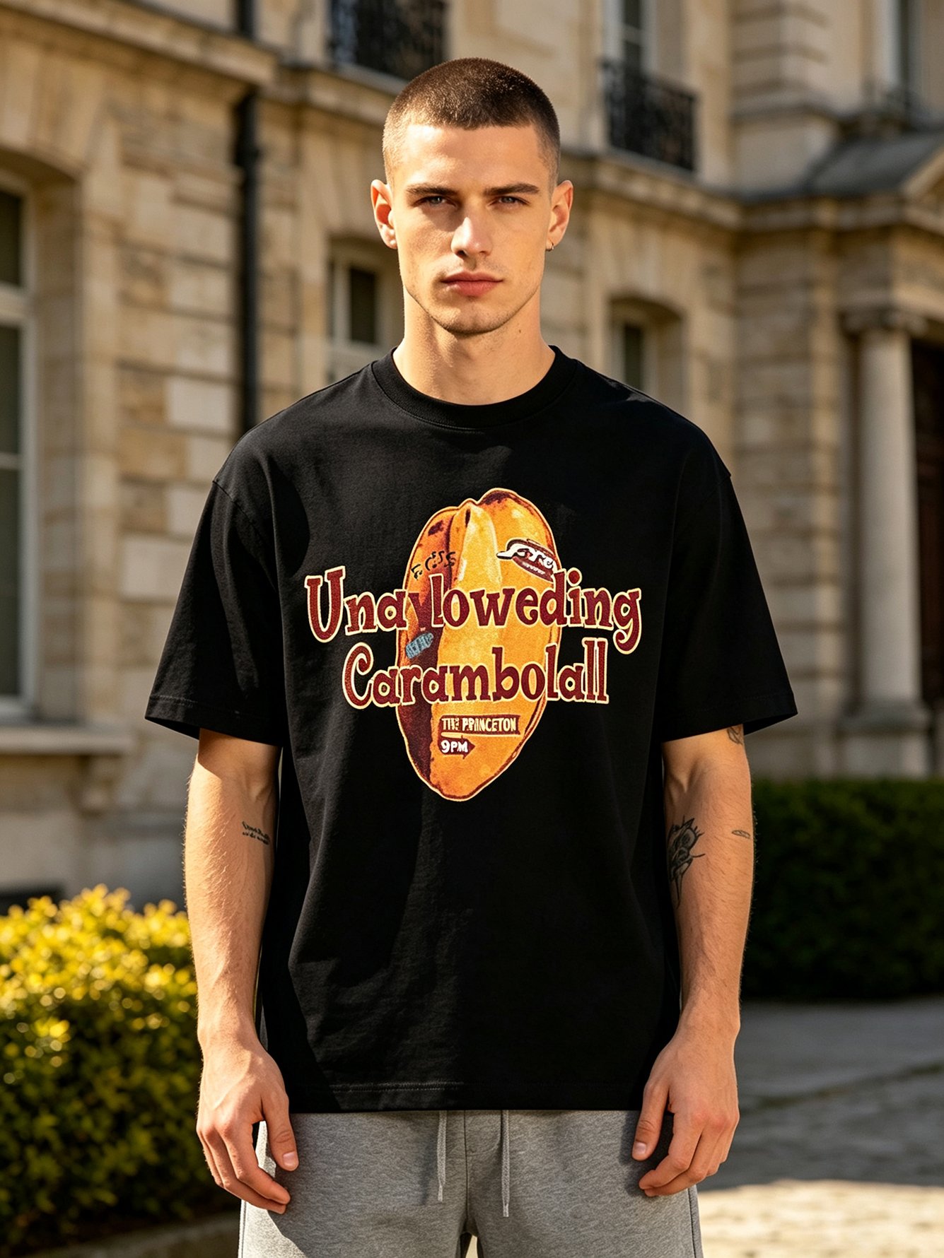Black Printed Round Neck Regular T-Shirt