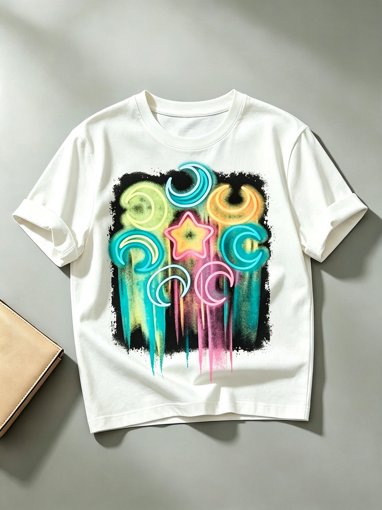 White Printed Round Neck Regular T-Shirt