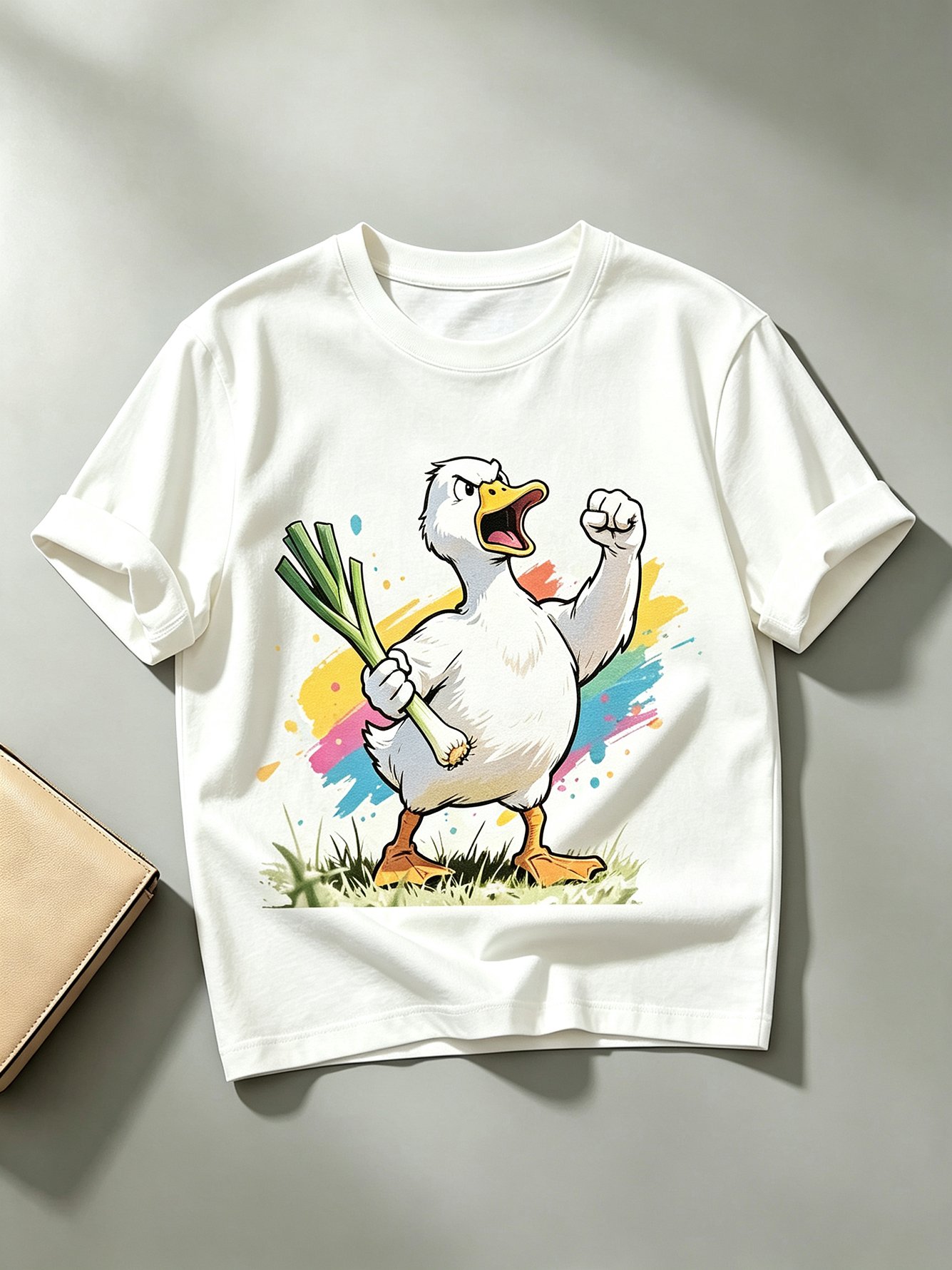White Printed Round Neck Regular T-Shirt