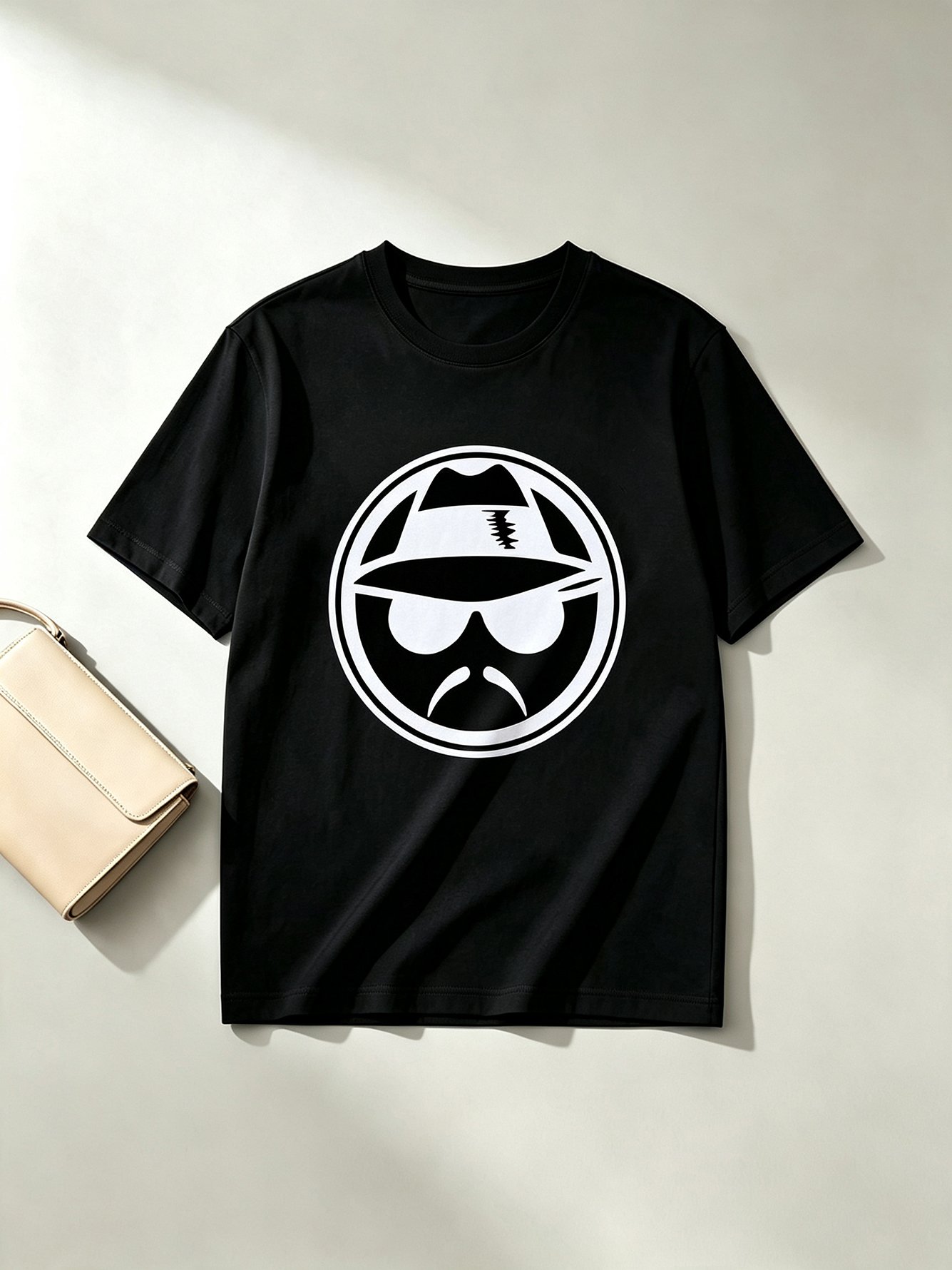 Black Printed Round Neck Regular T-Shirt