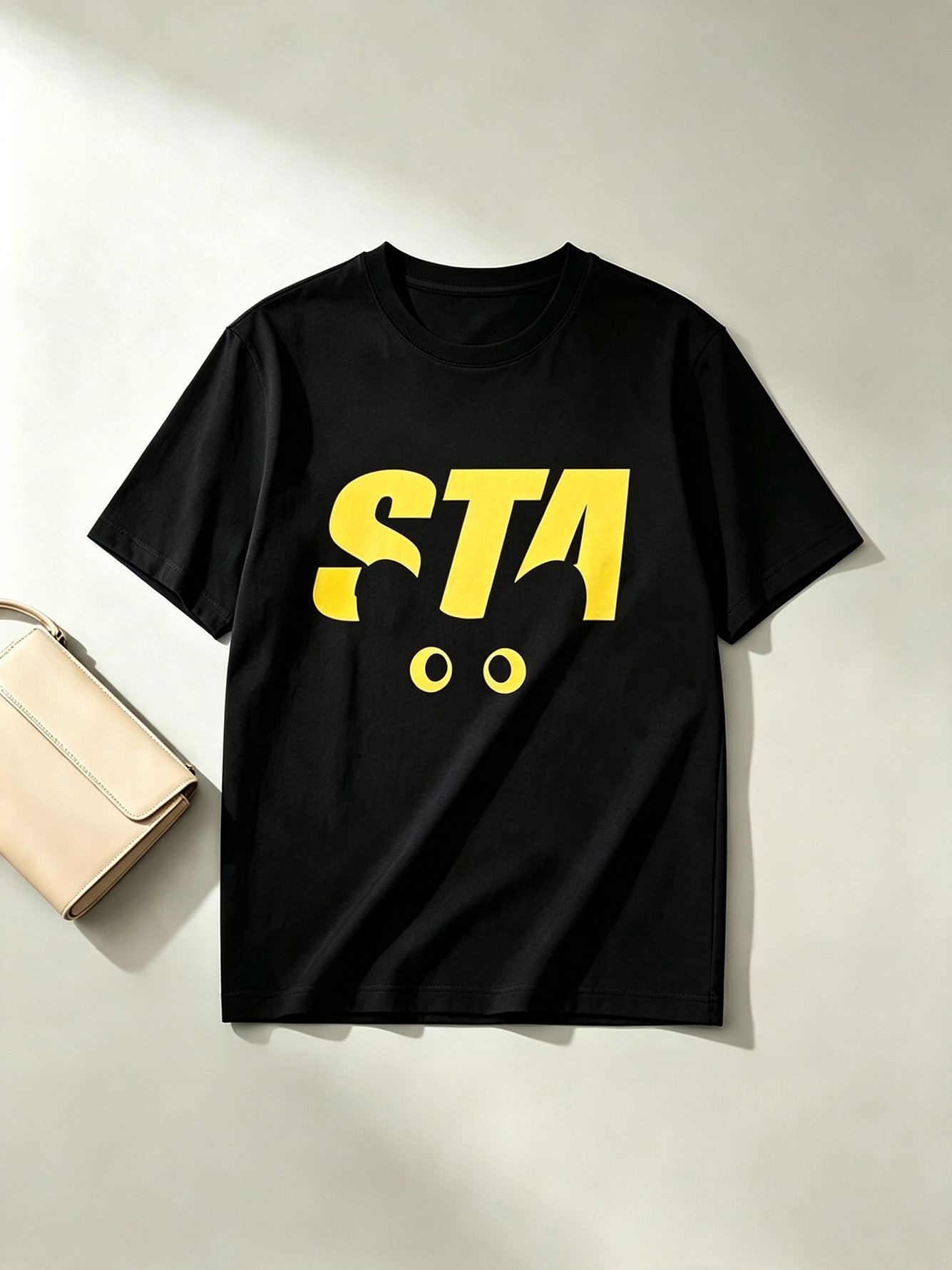 Black Printed Round Neck Regular T-Shirt