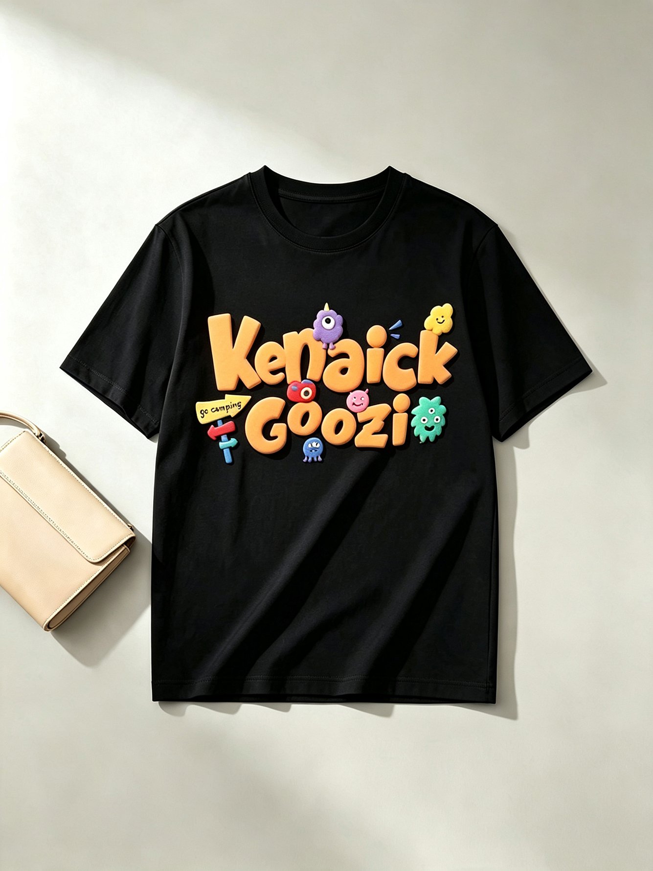 Black Printed Round Neck Regular T-Shirt