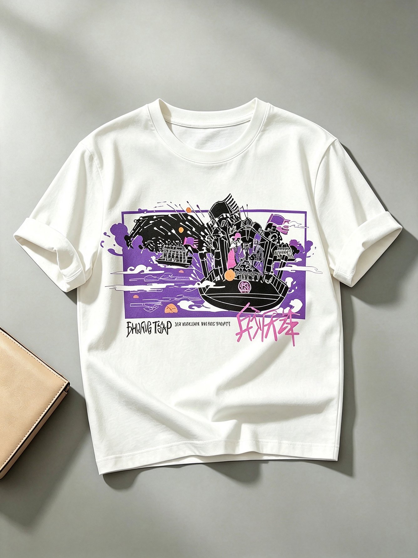 White Printed Round Neck Regular T-Shirt