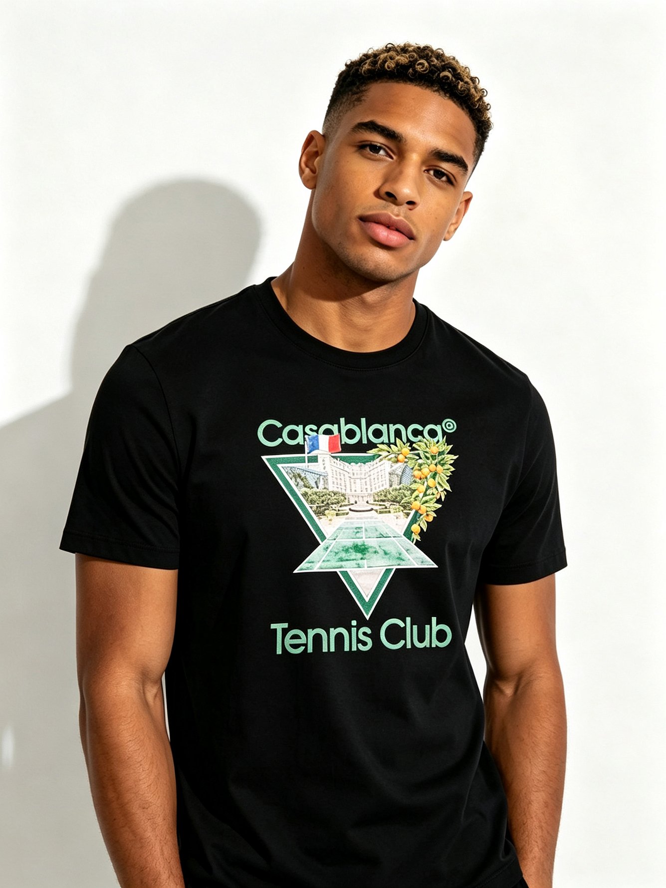 Black Printed Round Neck Regular T-Shirt