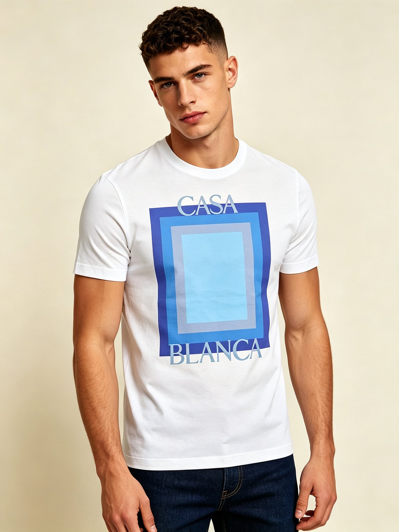 White Printed Round Neck Regular T-Shirt