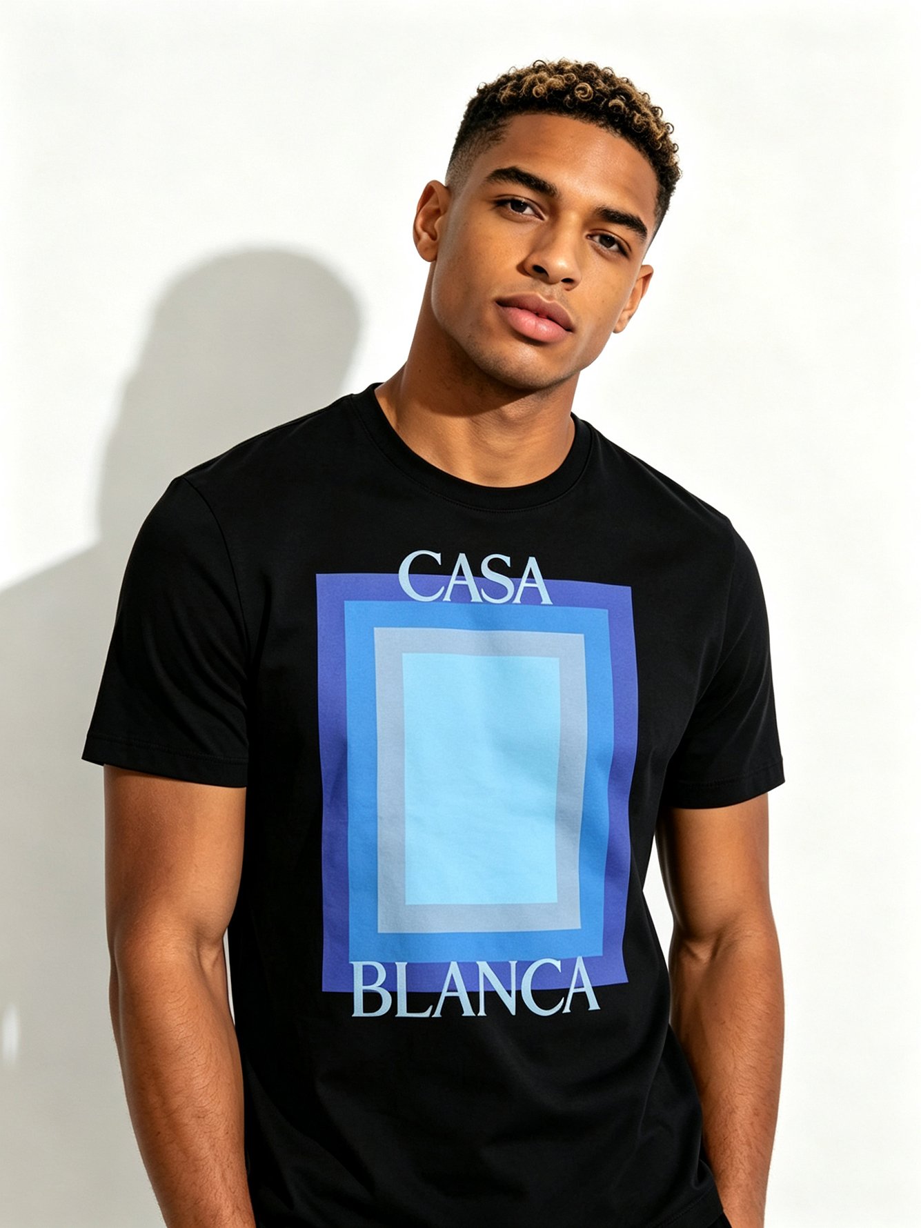 Black Printed Round Neck Regular T-Shirt