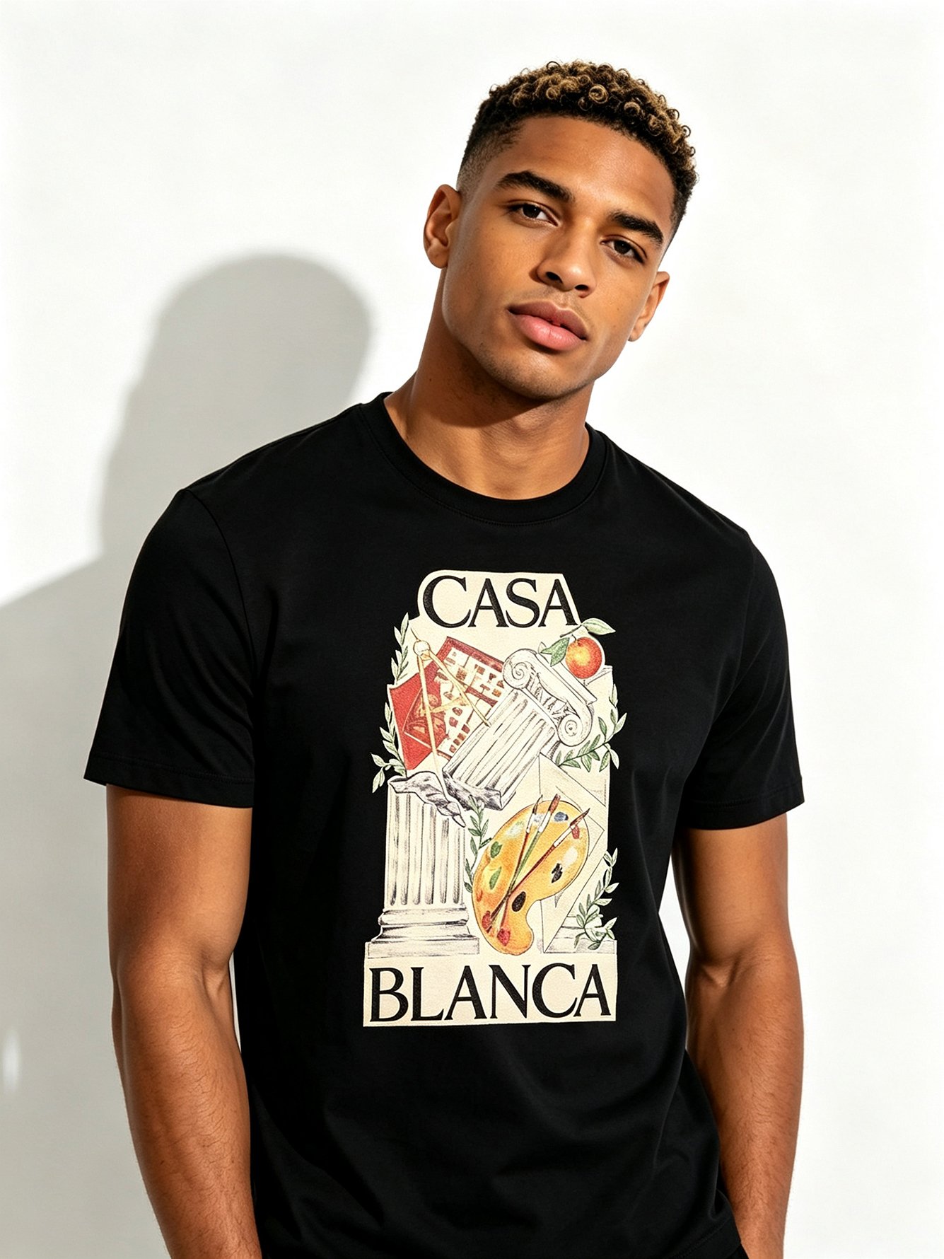 Black Printed Round Neck Regular T-Shirt
