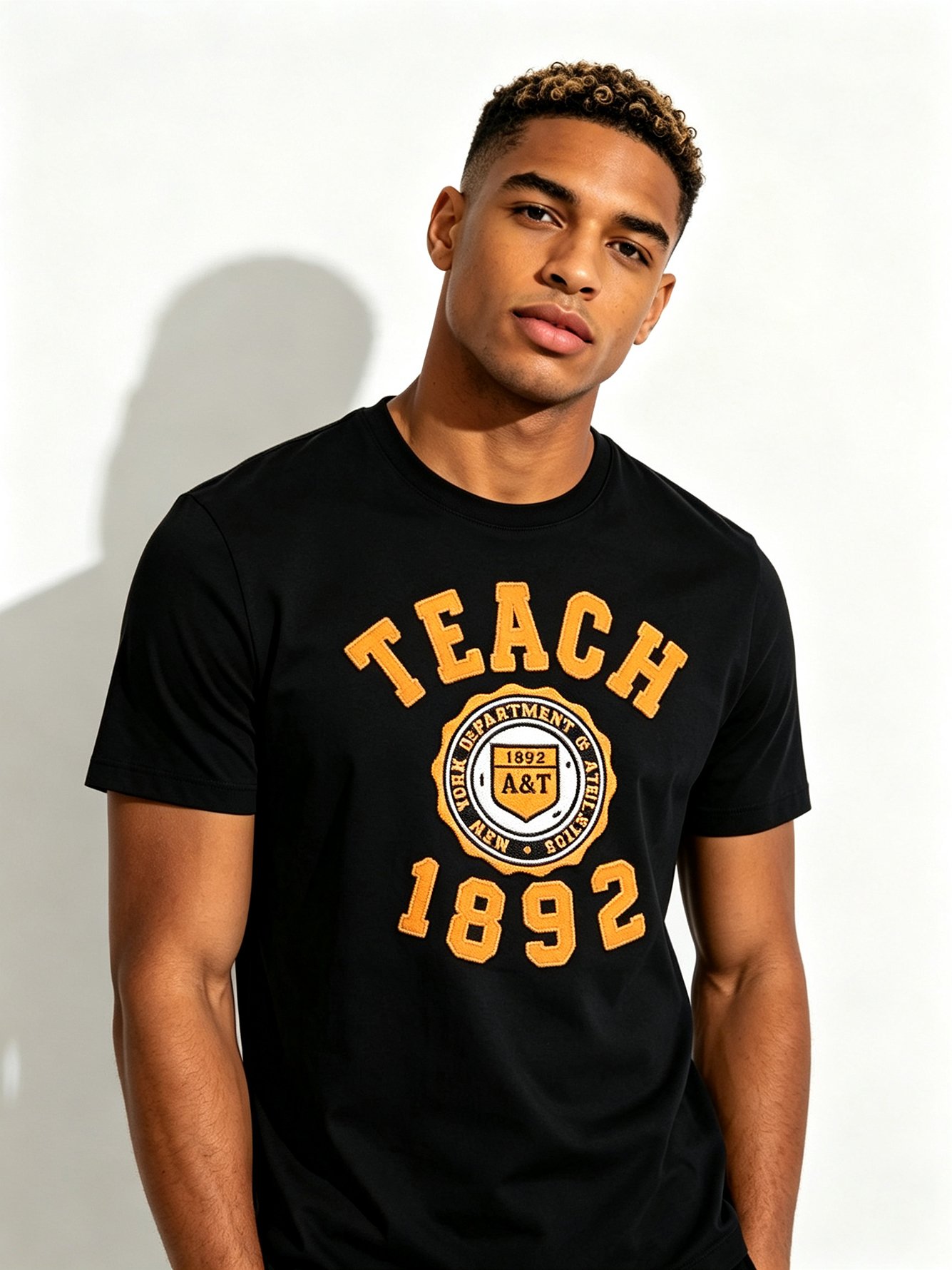 Black Printed Round Neck Regular T-Shirt