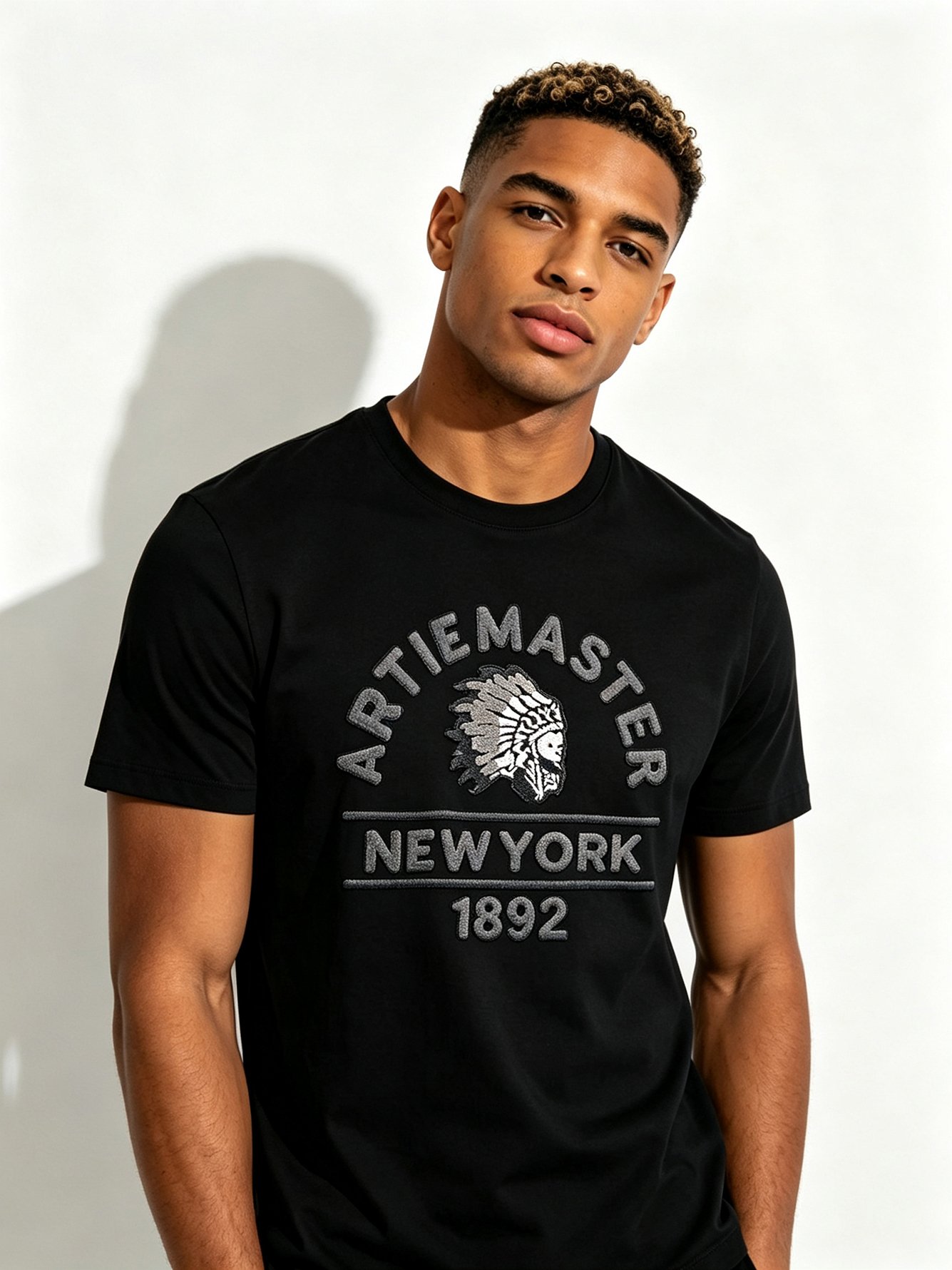 Black Printed Round Neck Regular T-Shirt