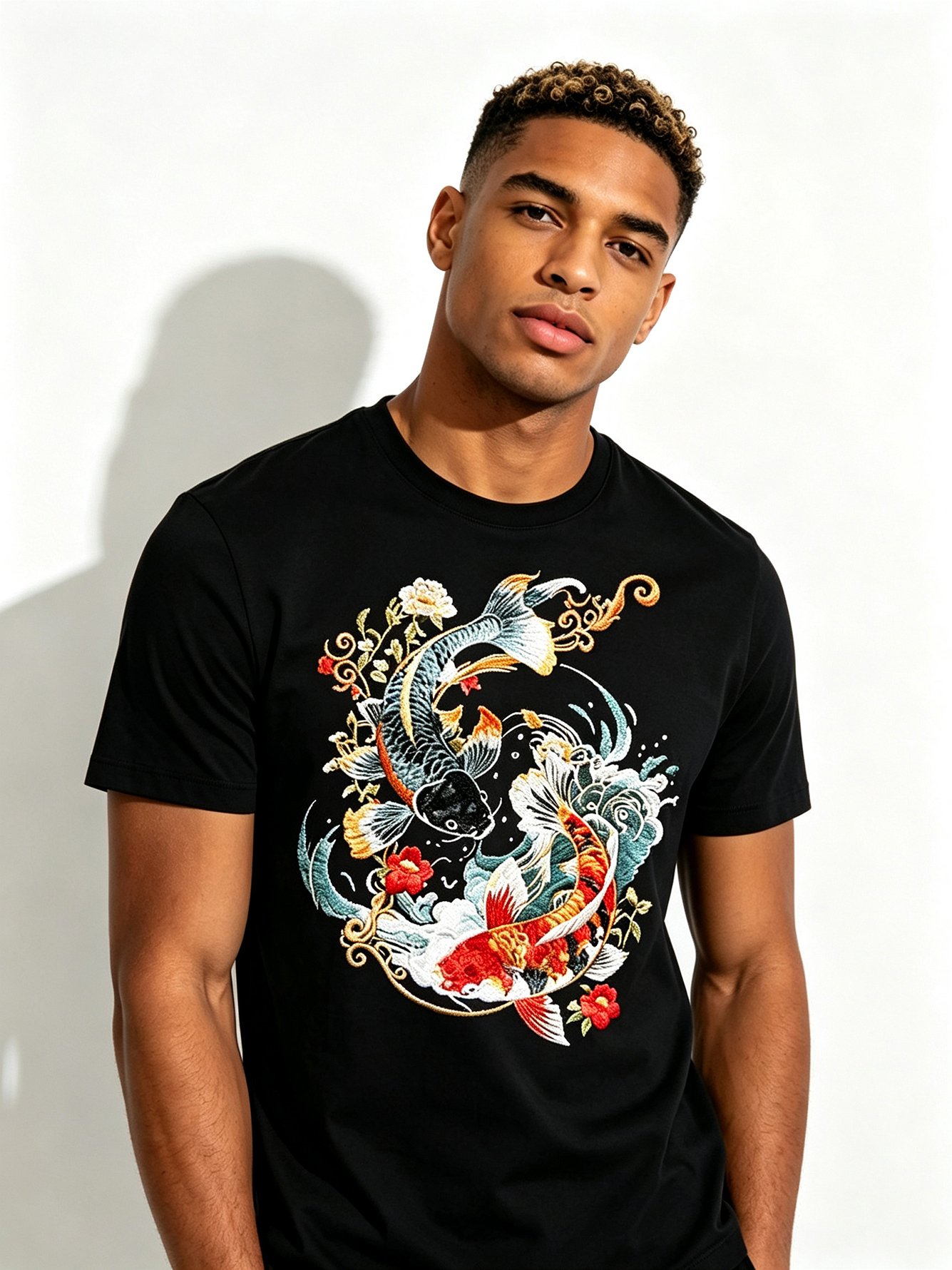 Black Printed Round Neck Regular T-Shirt