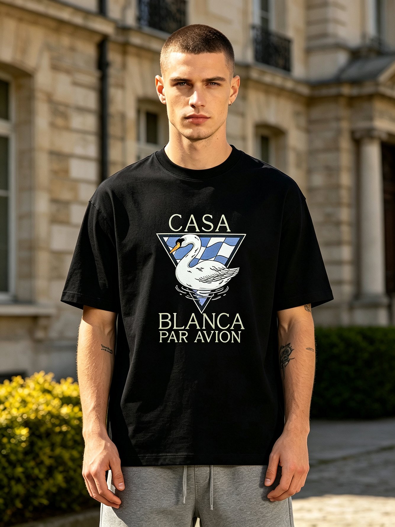 Black Printed Round Neck Regular T-Shirt