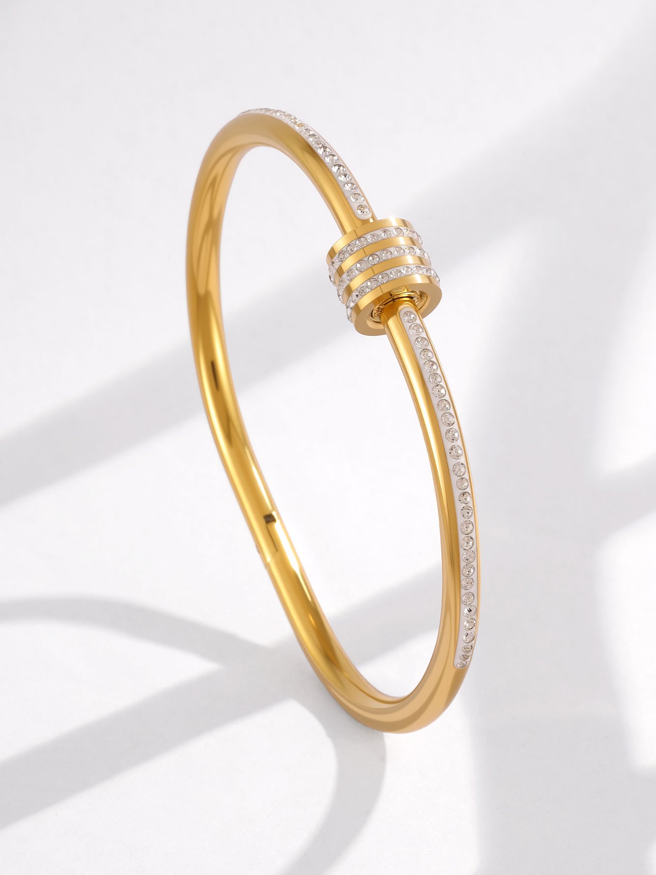 Gold Zircon Bangle - Casual Bracelet for Women