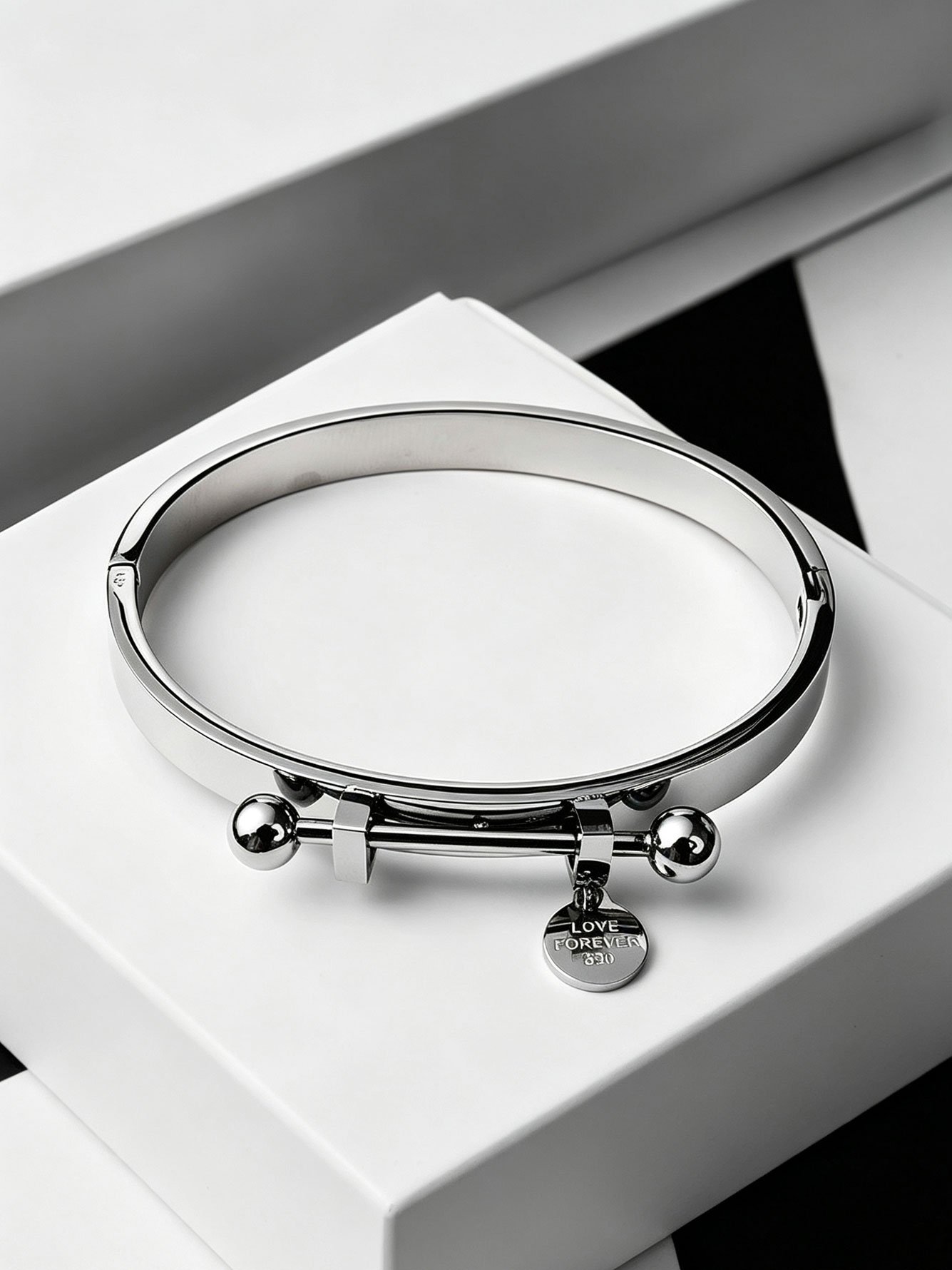 Silver Charm Bangle Bracelet for Women - Casual