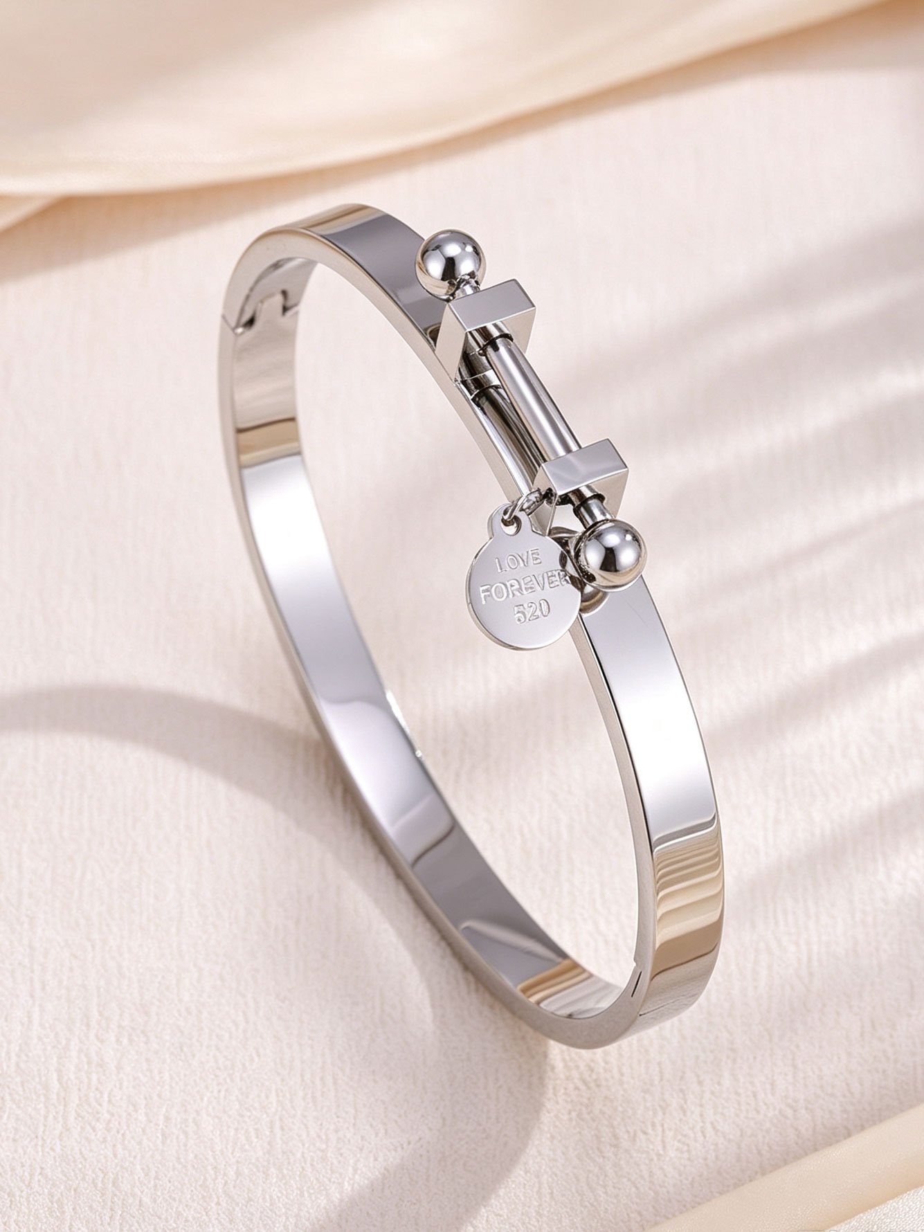 Silver Charm Bangle Bracelet for Women - Casual