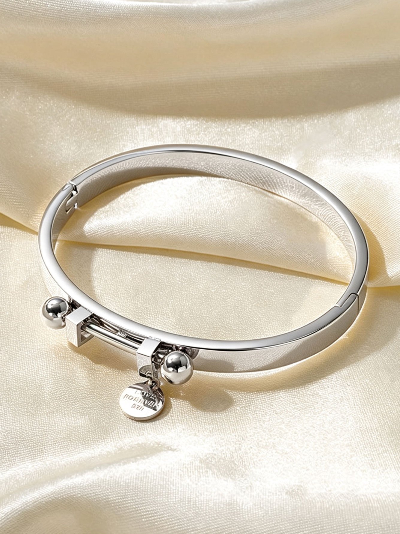 Silver Charm Bangle Bracelet for Women - Casual