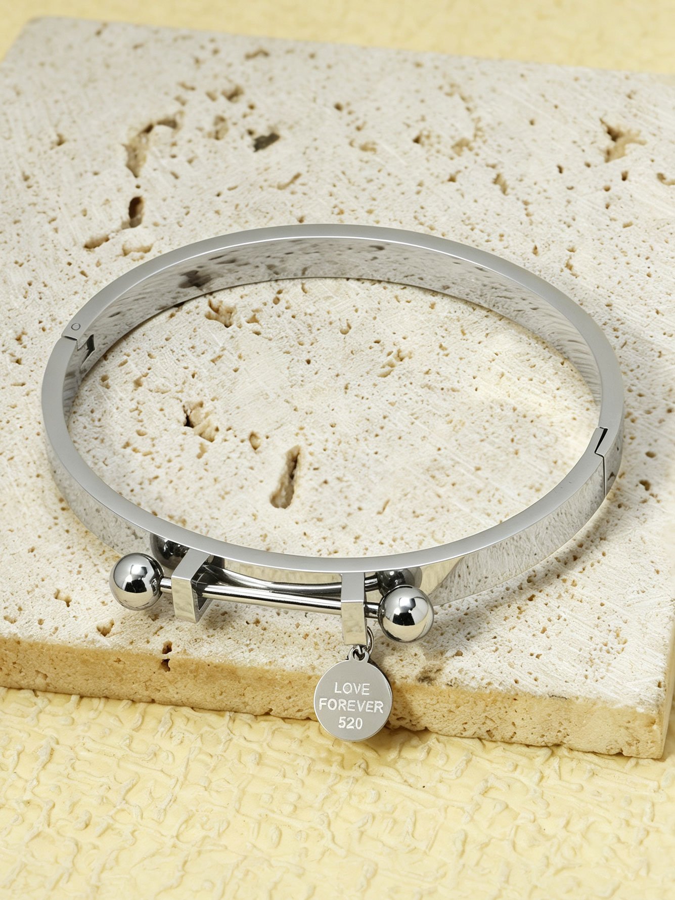 Silver Charm Bangle Bracelet for Women - Casual
