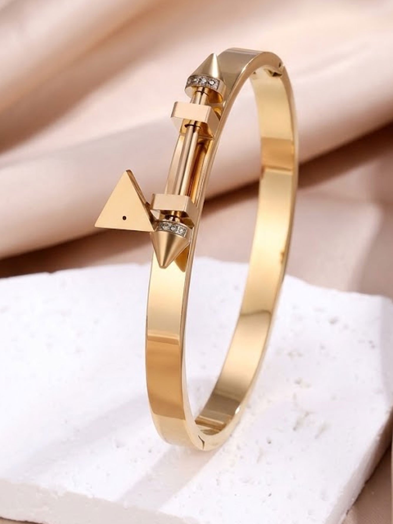 Gold Zircon Bangle Bracelet for Women - Casual