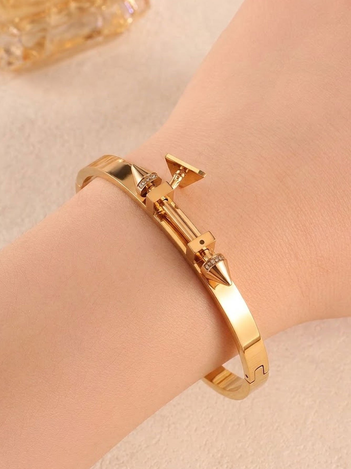 Gold Zircon Bangle Bracelet for Women - Casual