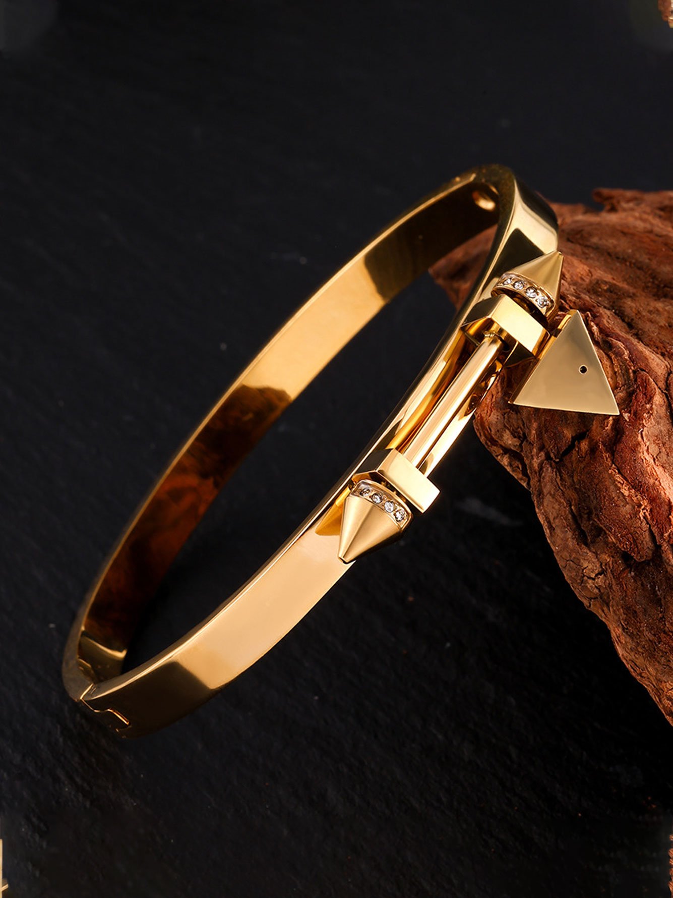 Gold Zircon Bangle Bracelet for Women - Casual