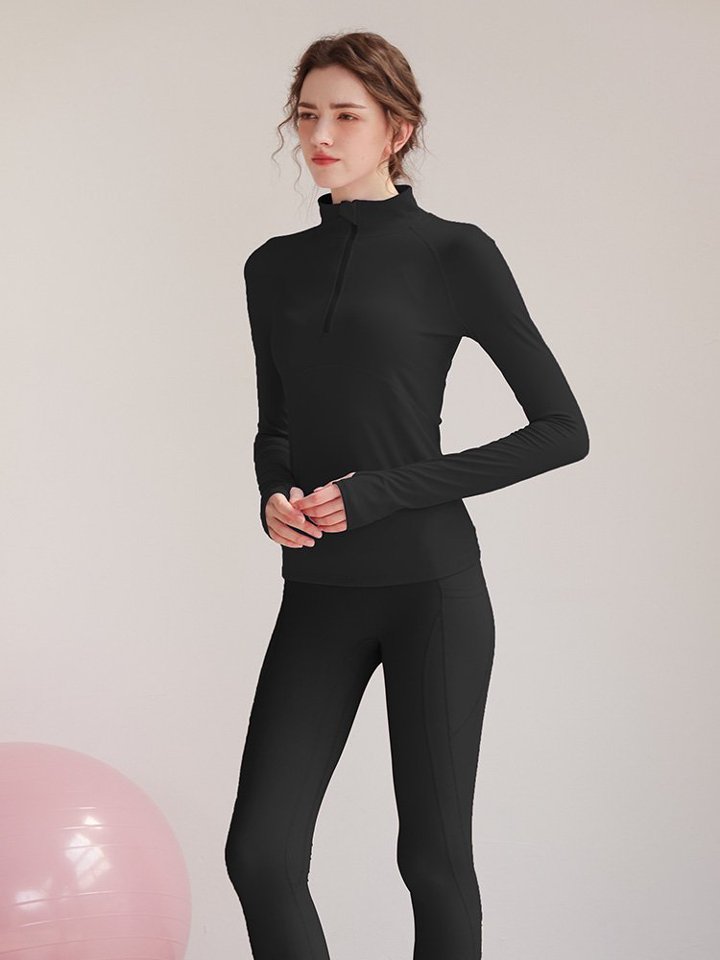 Black Solid Activewear Top