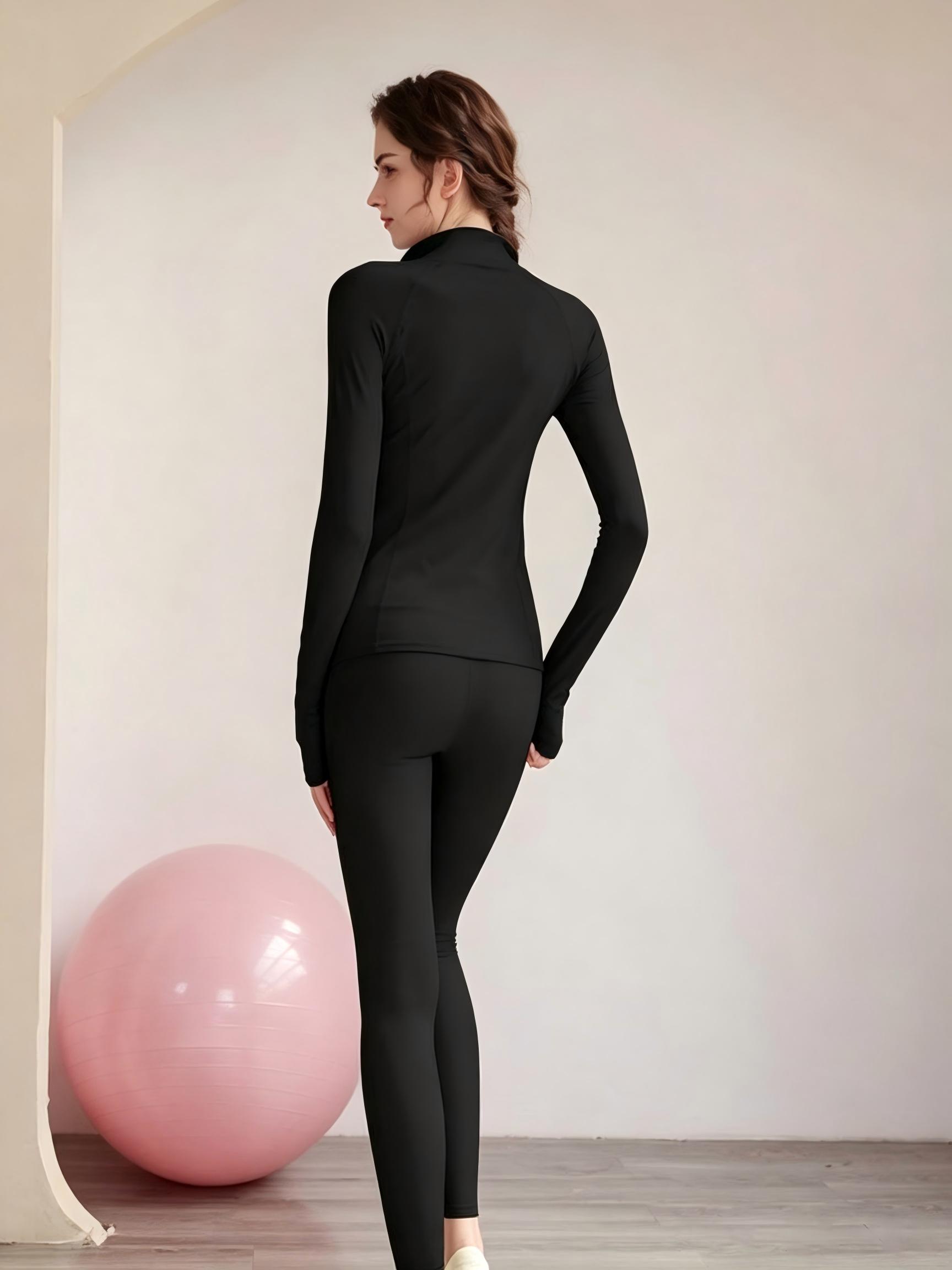 Black Solid Activewear Top