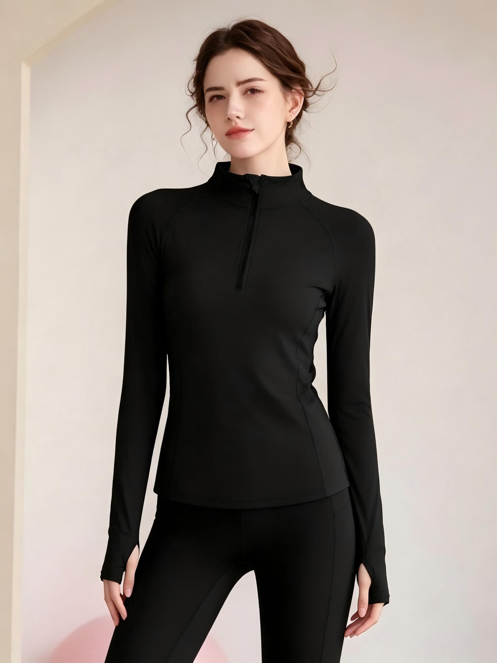 Black Solid Activewear Top