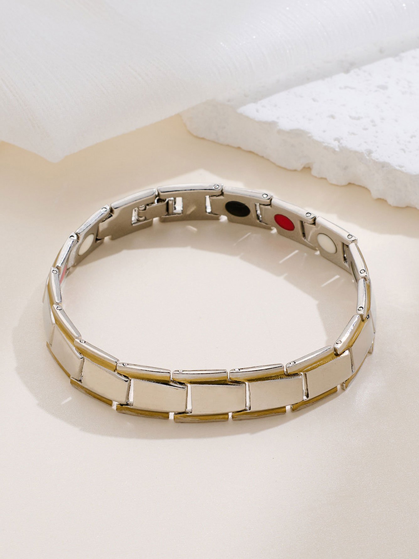 Two-Tone Magnetic Link Bracelet for Women
