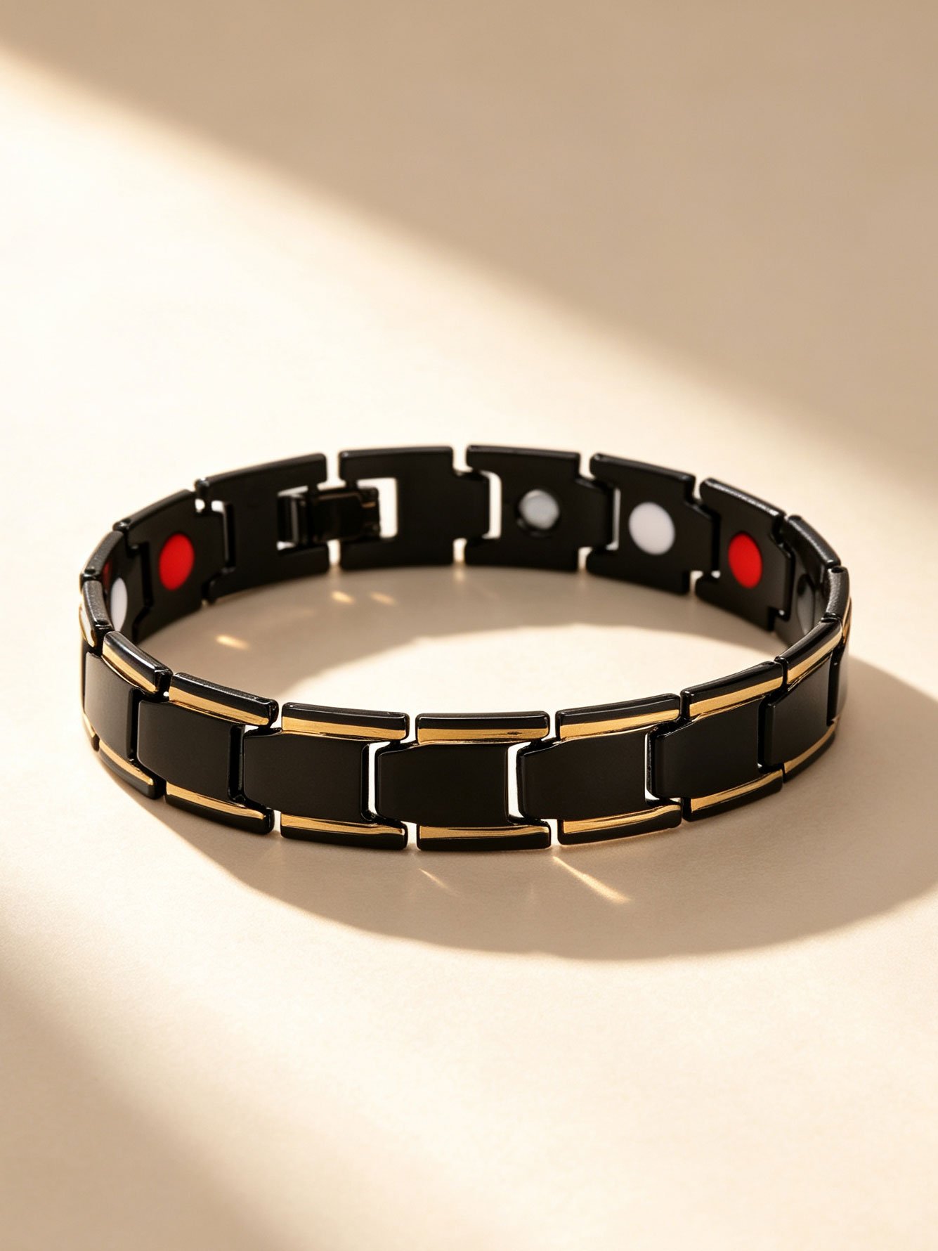 1pc Womens Black Gold Magnetic Bracelet
