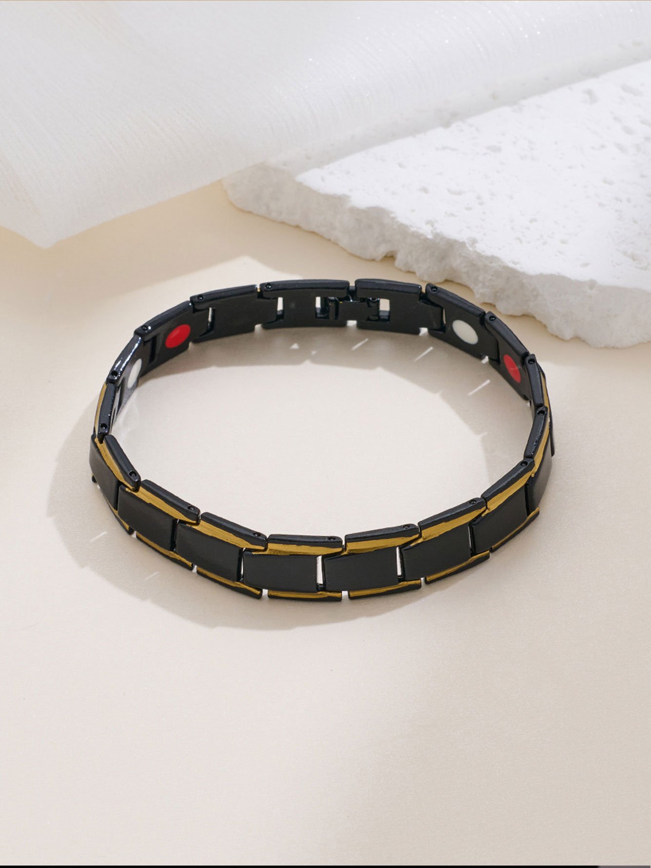 1pc Womens Black Gold Magnetic Bracelet