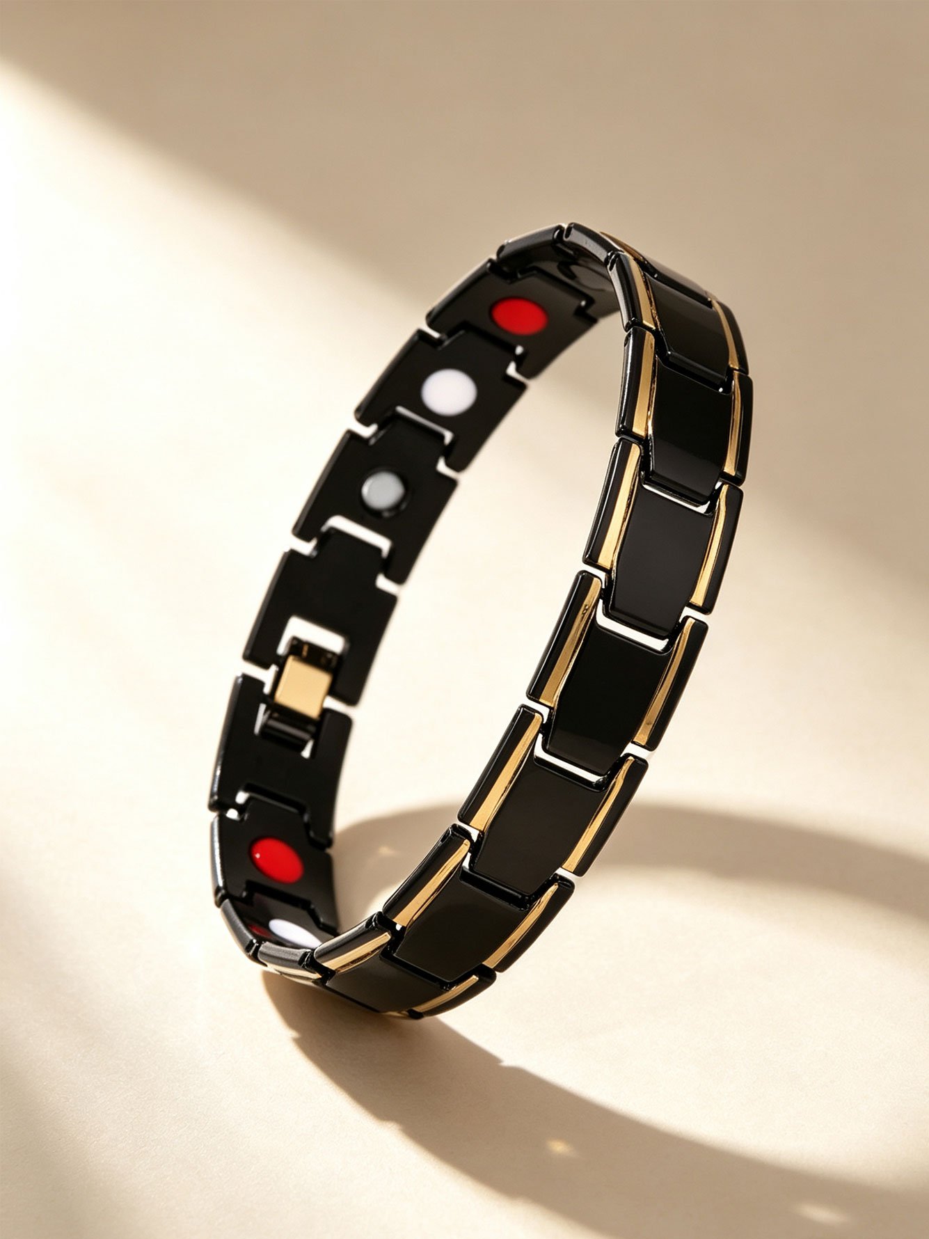 1pc Womens Black Gold Magnetic Bracelet