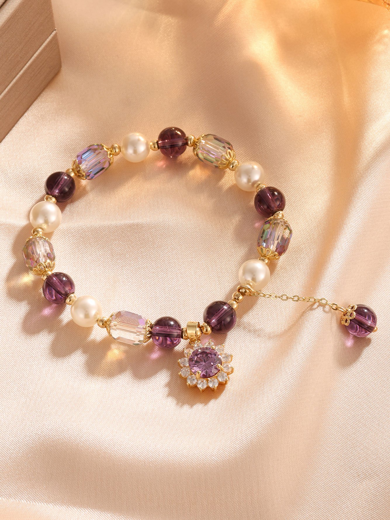 1pc Womens Purple Sunflower Zircon Bracelet