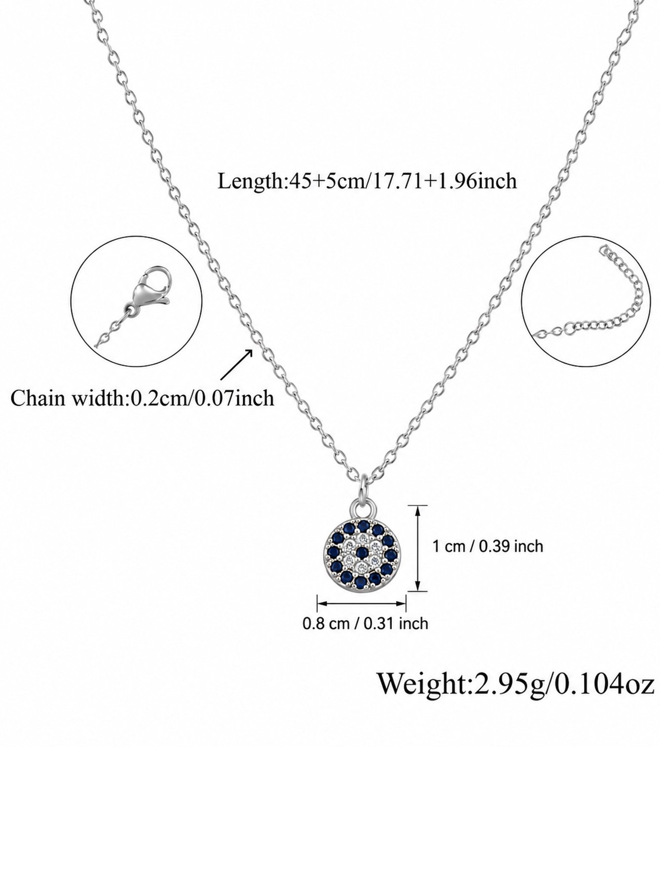 1Pcs New Simple Black Eye Pendant Silvery Stainless Steel Chain Necklaces For Women