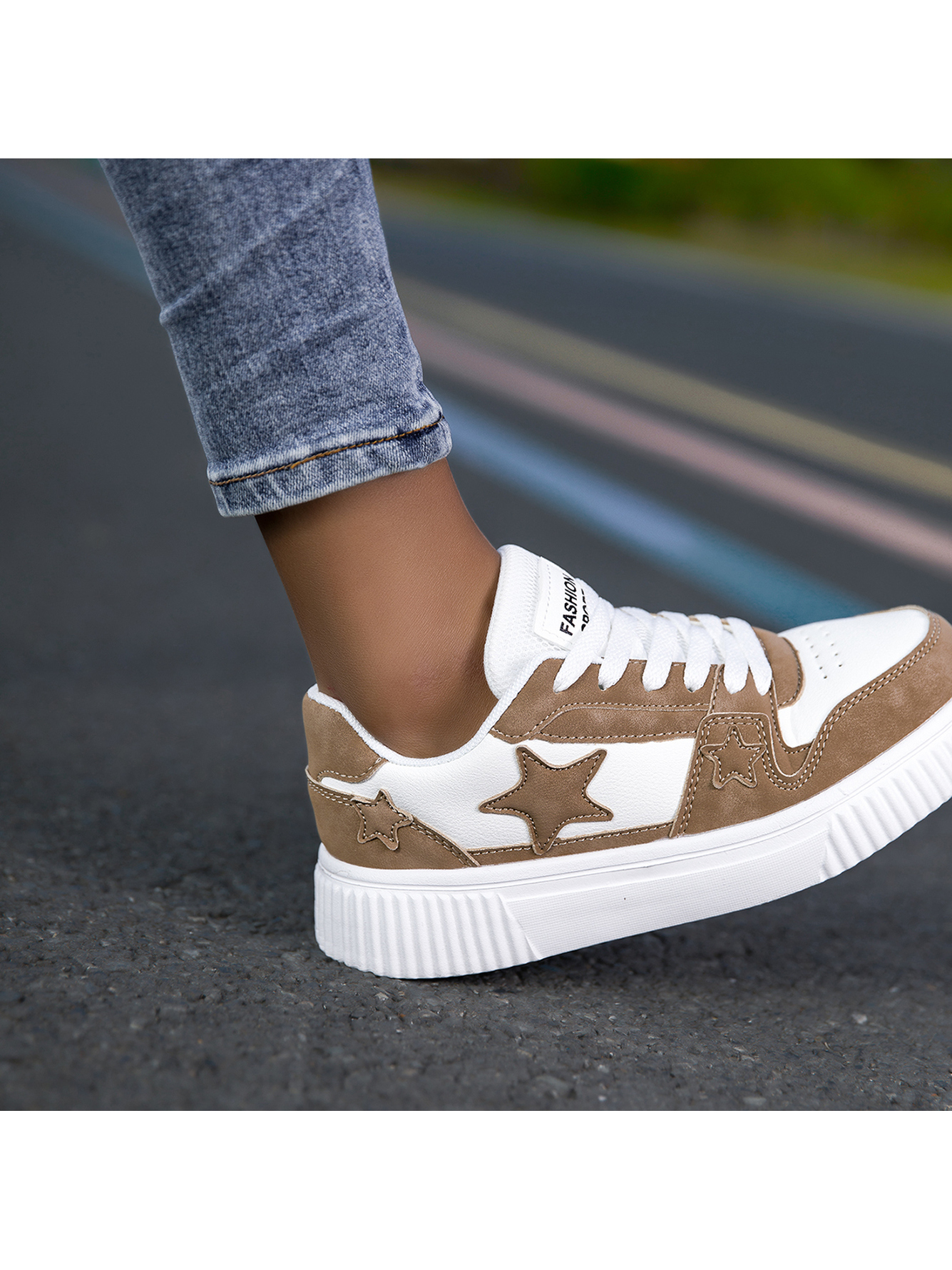 Beige Lace Ups Sneakers