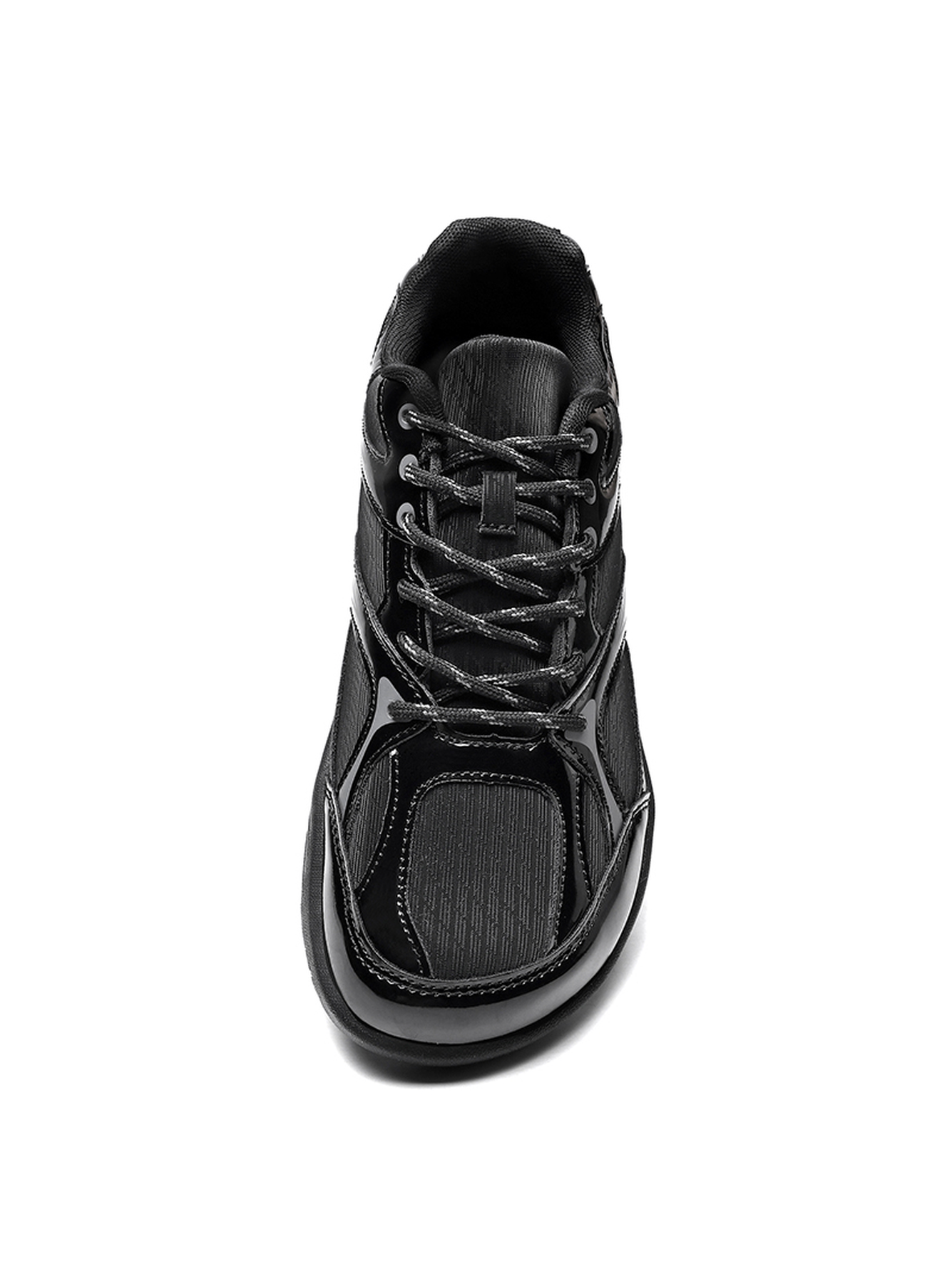 Black Plain Lace Ups Sports Shoes