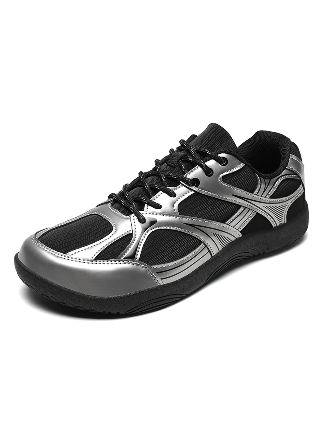 Silver Plain Lace Ups Sports Shoes