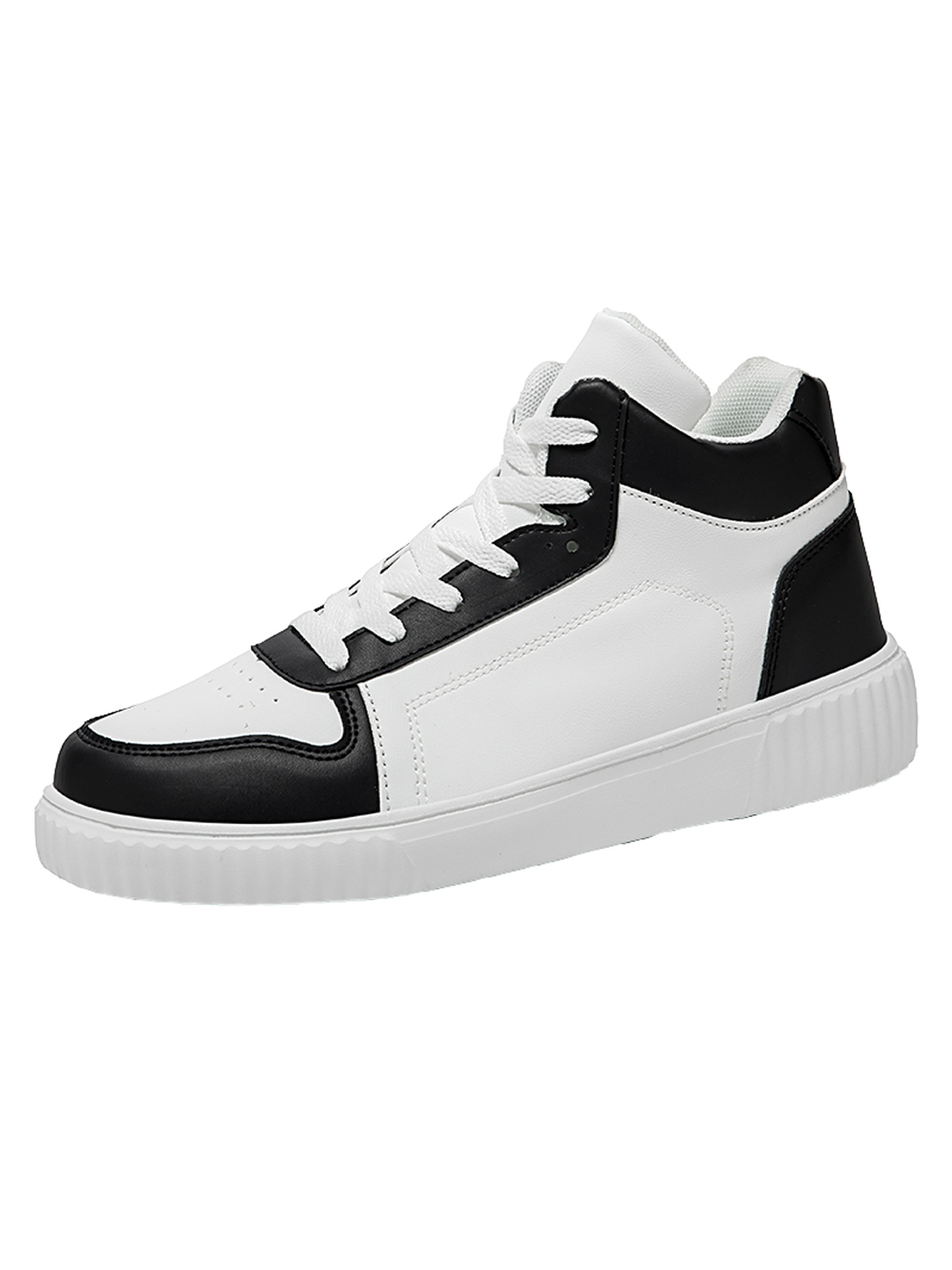 Black Plain Lace Ups Sneakers