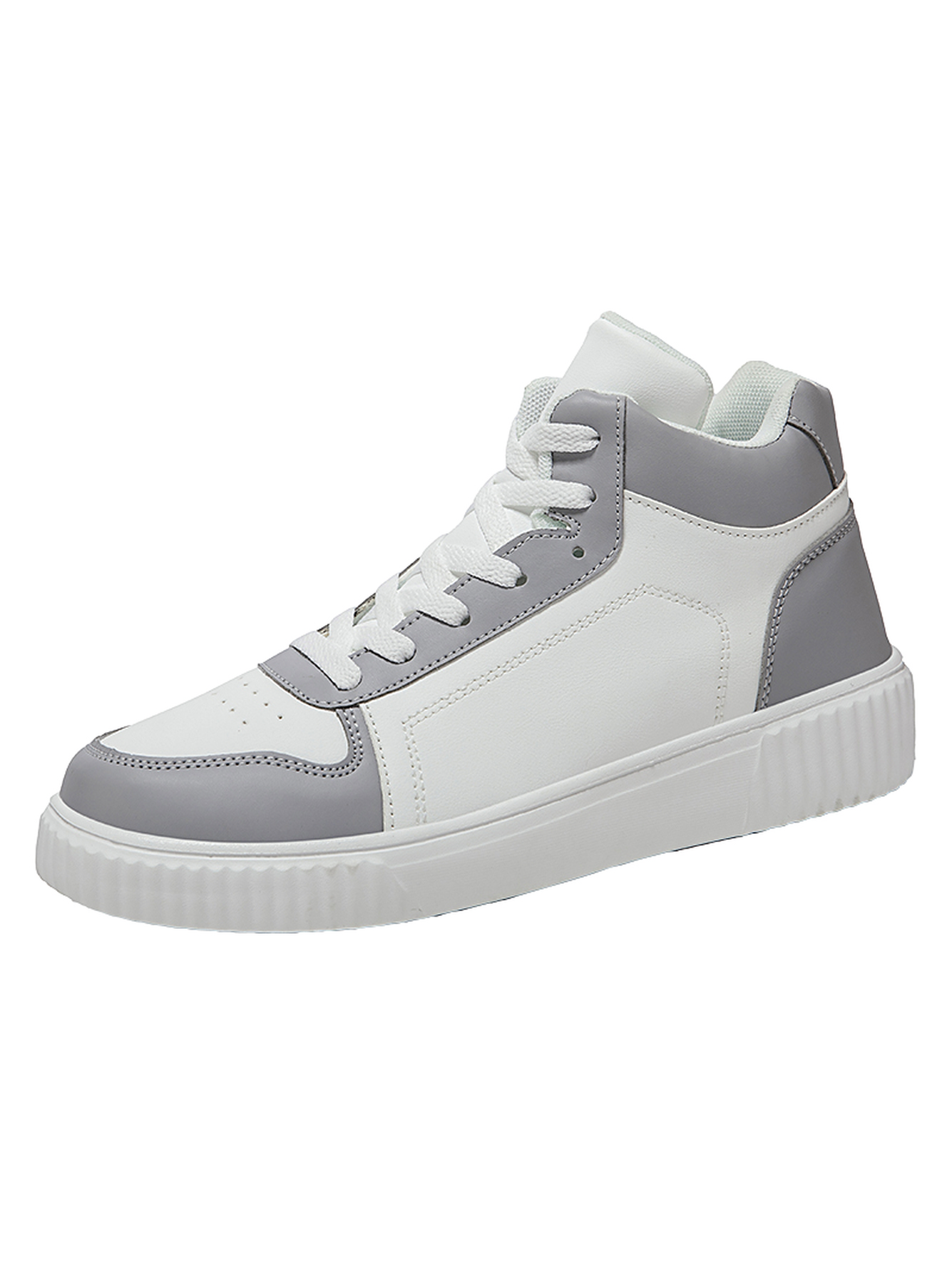 Grey Plain Lace Ups Sneakers