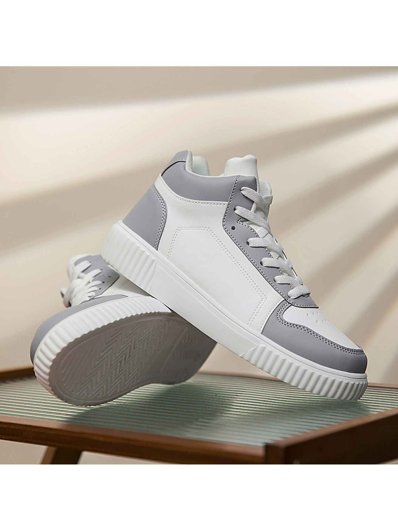 Grey Plain Lace Ups Sneakers