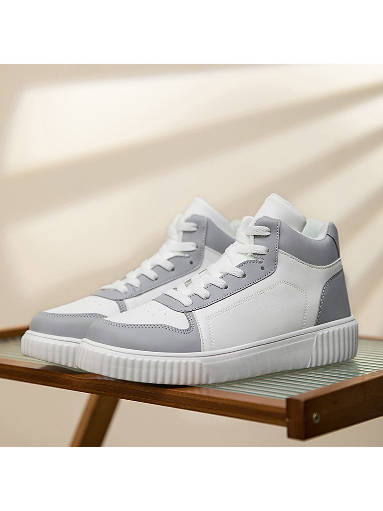 Grey Plain Lace Ups Sneakers