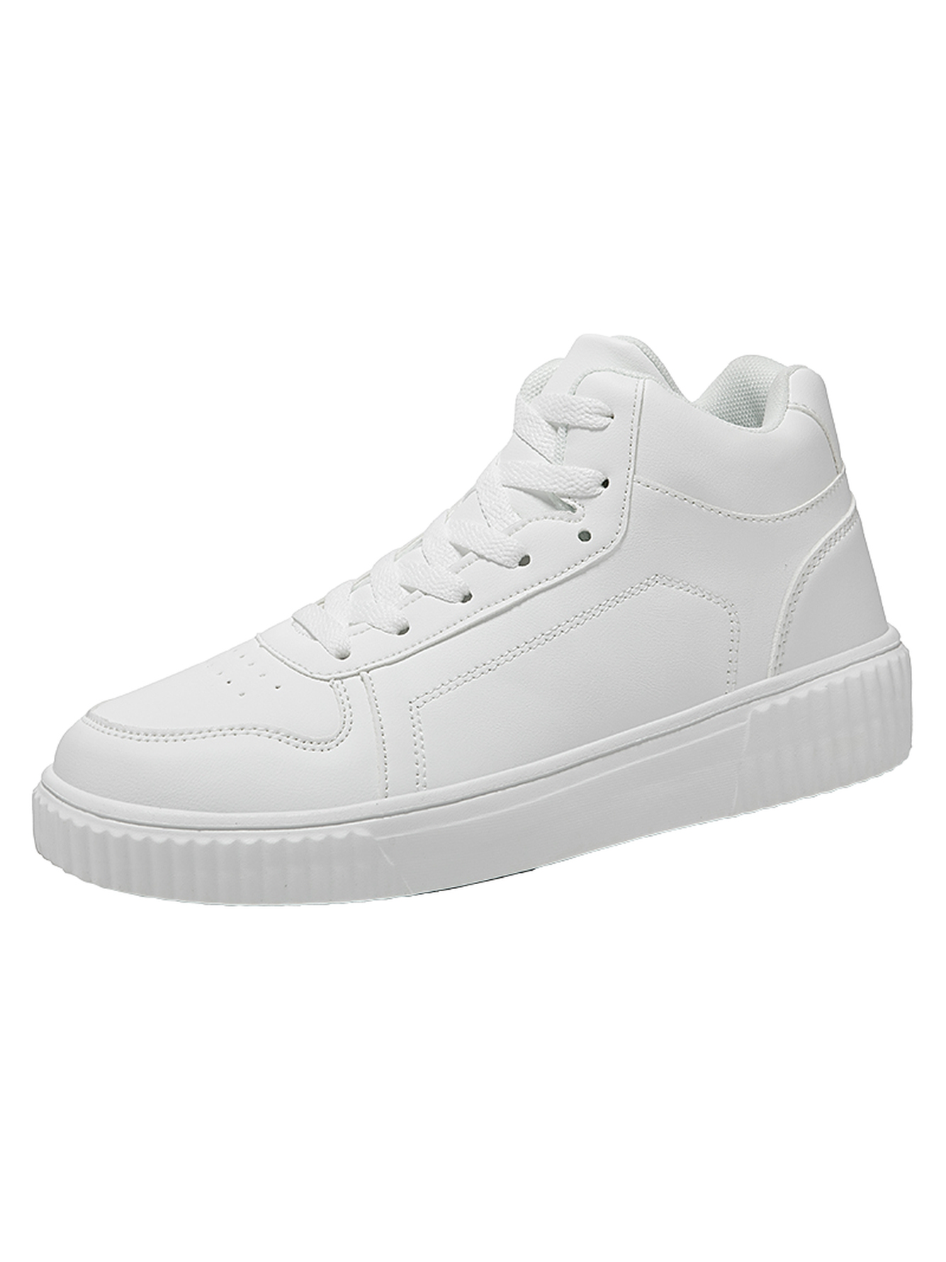 White Plain Lace Ups Sneakers