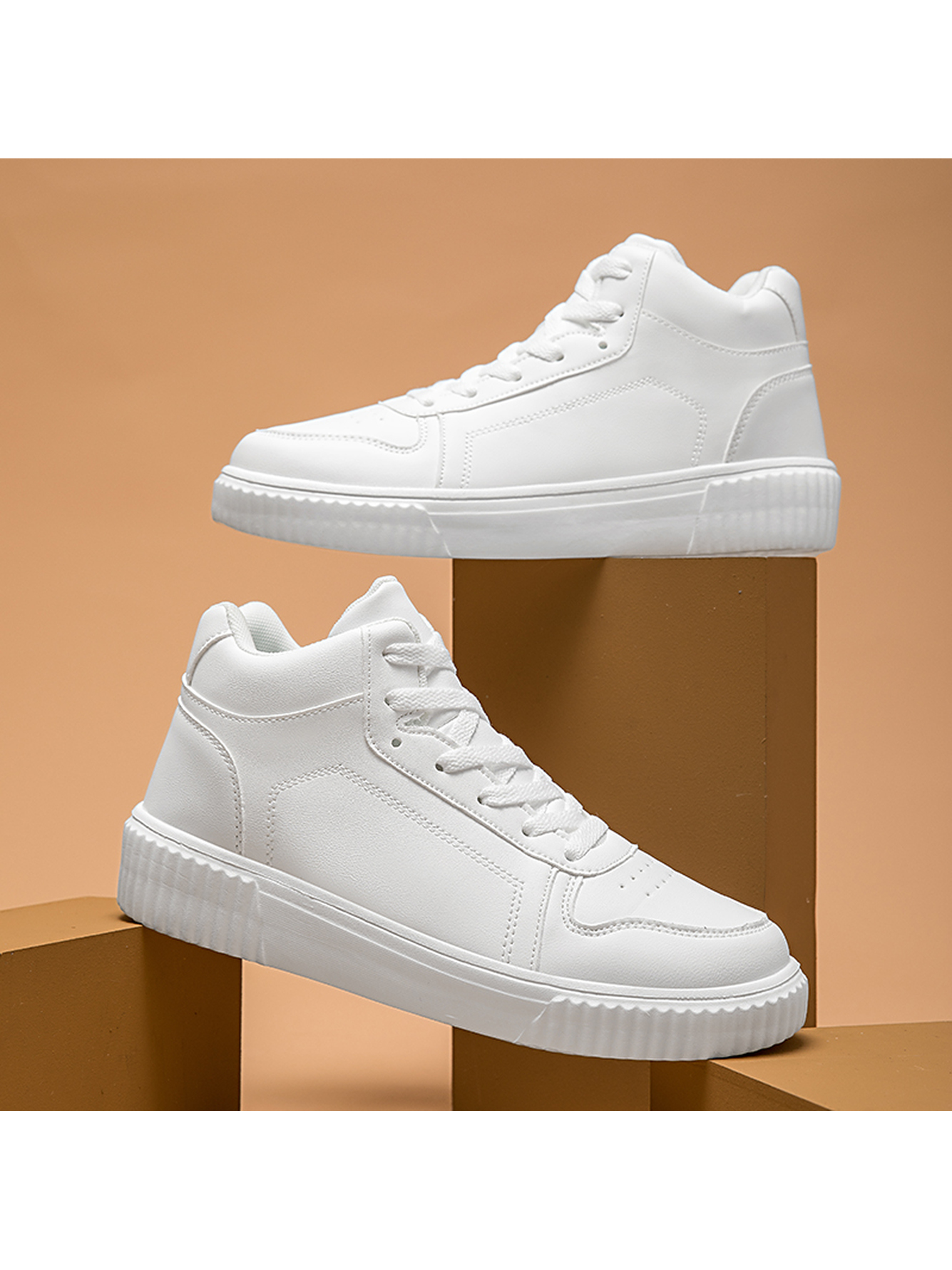 White Plain Lace Ups Sneakers