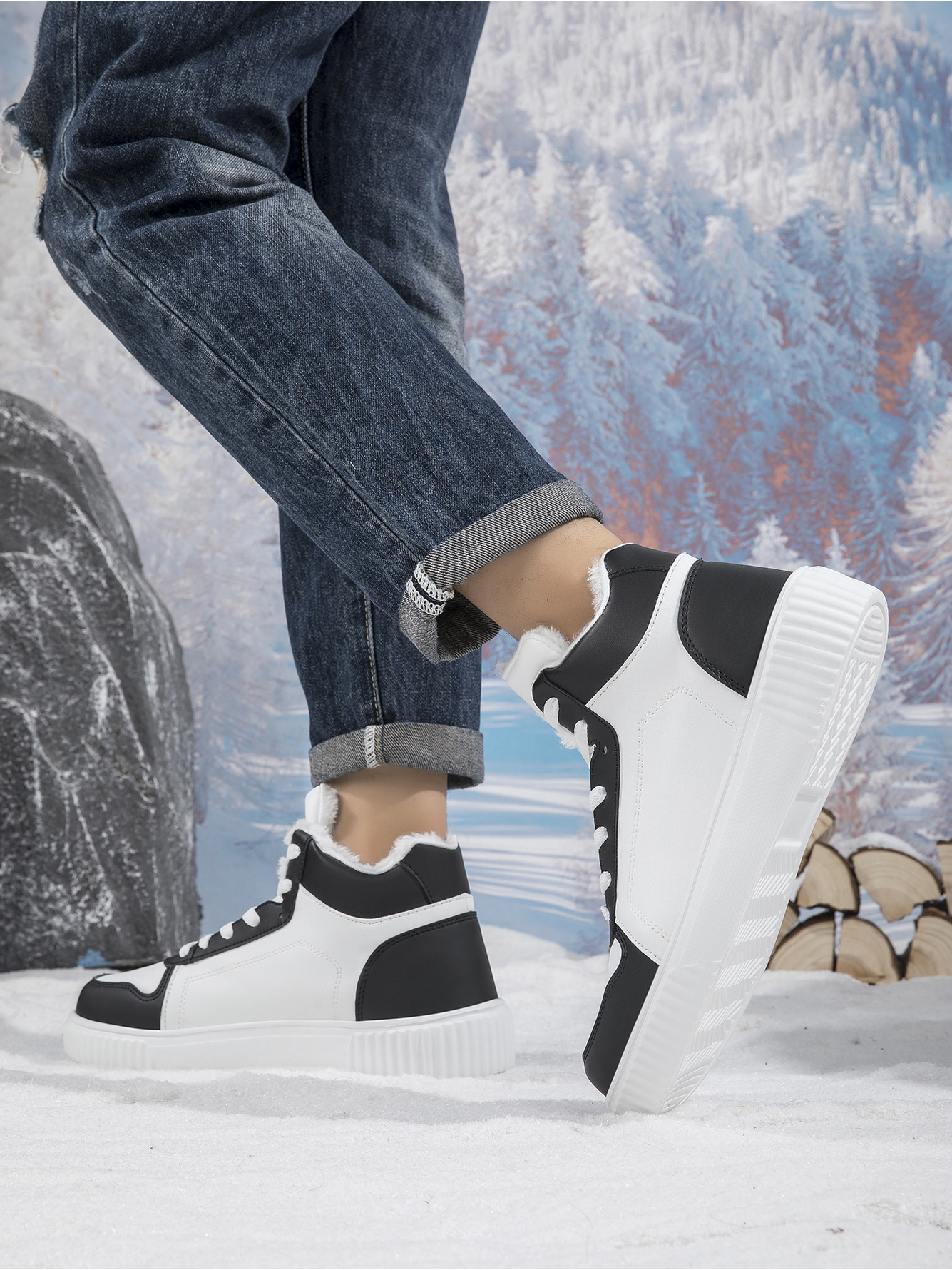 Black Plain Lace Ups Sneakers