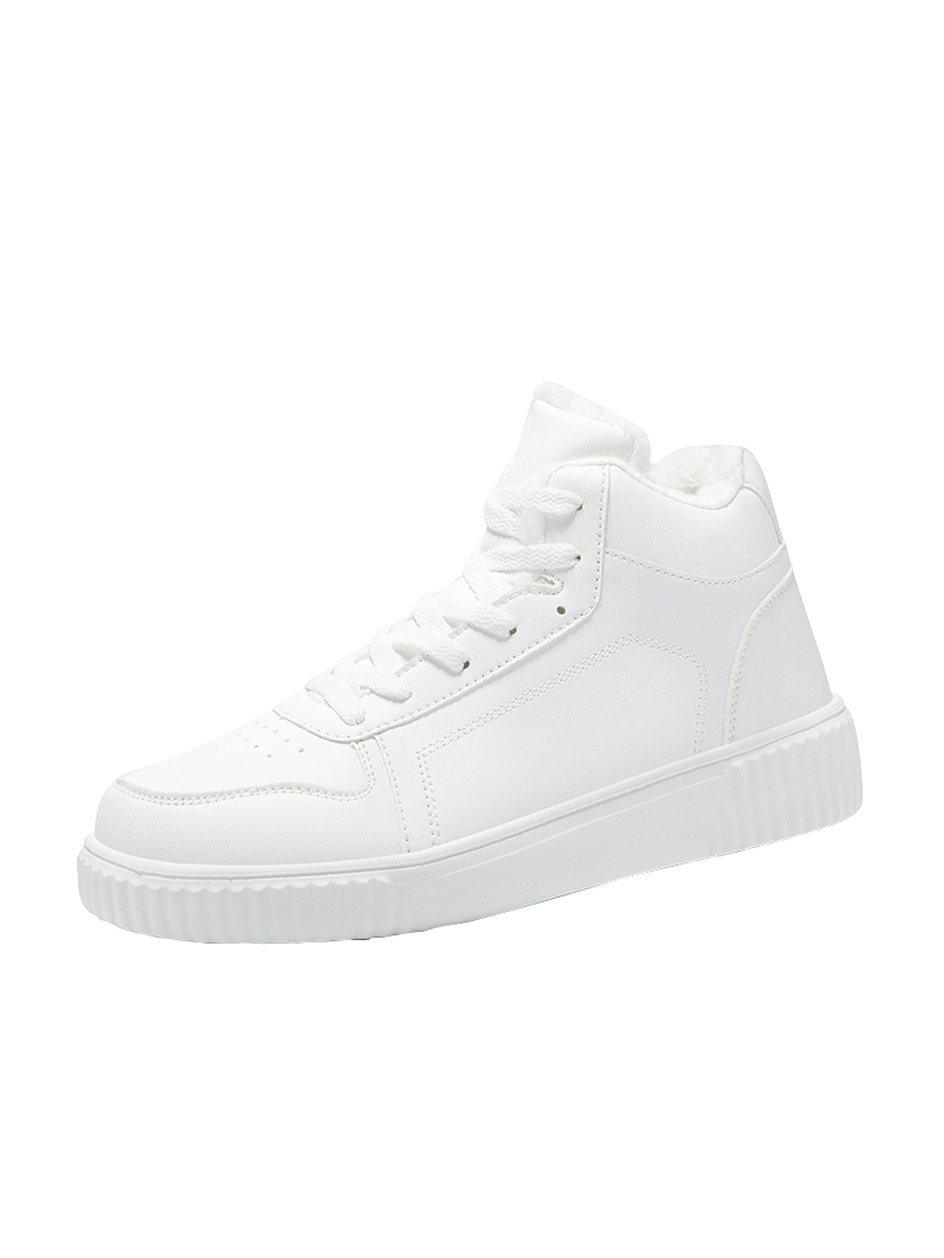 White Plain Lace Ups Sneakers