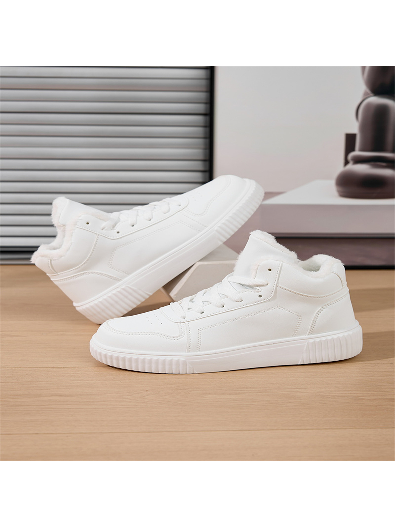White Plain Lace Ups Sneakers