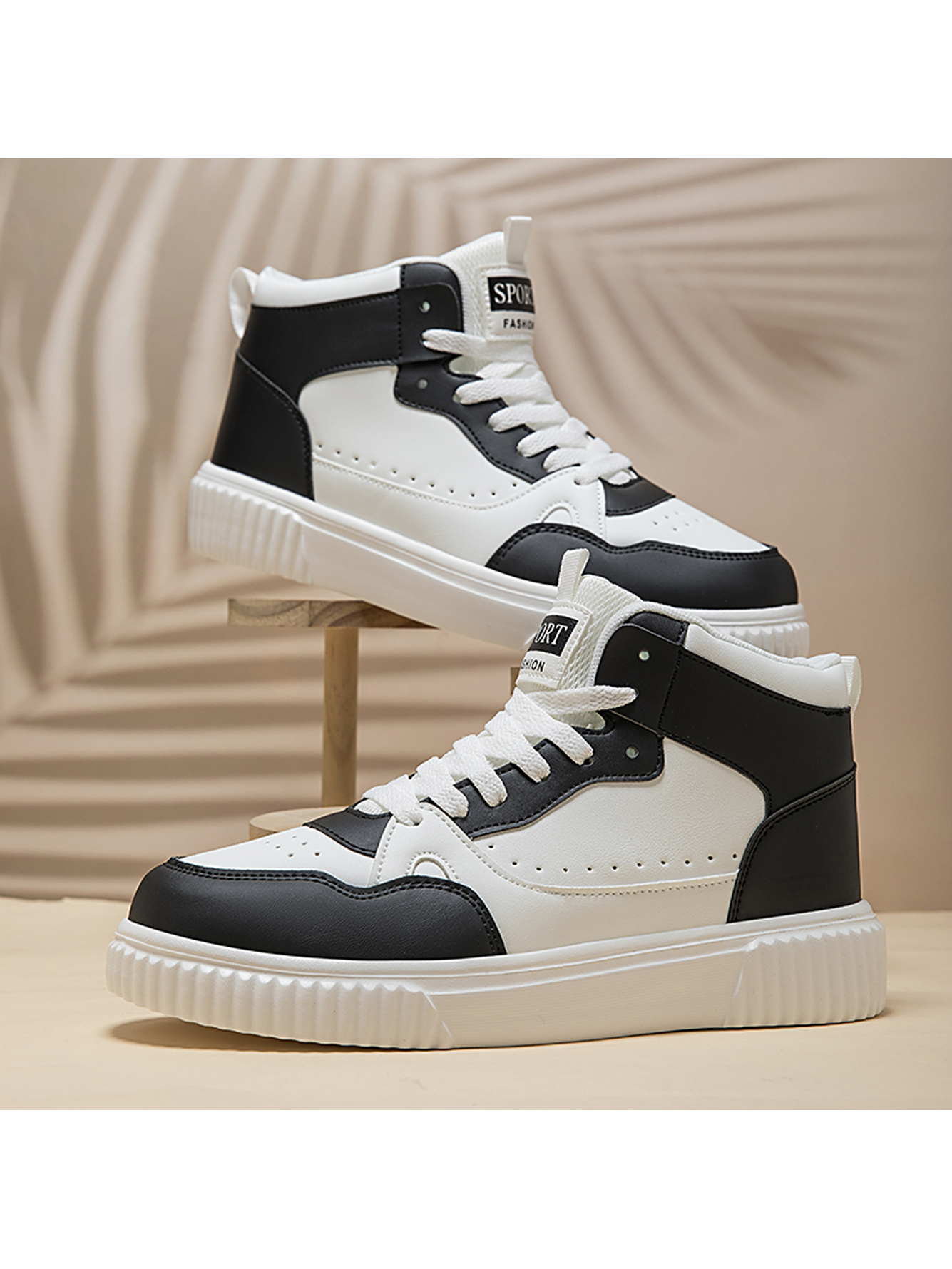 Black Plain Lace Ups Sneakers